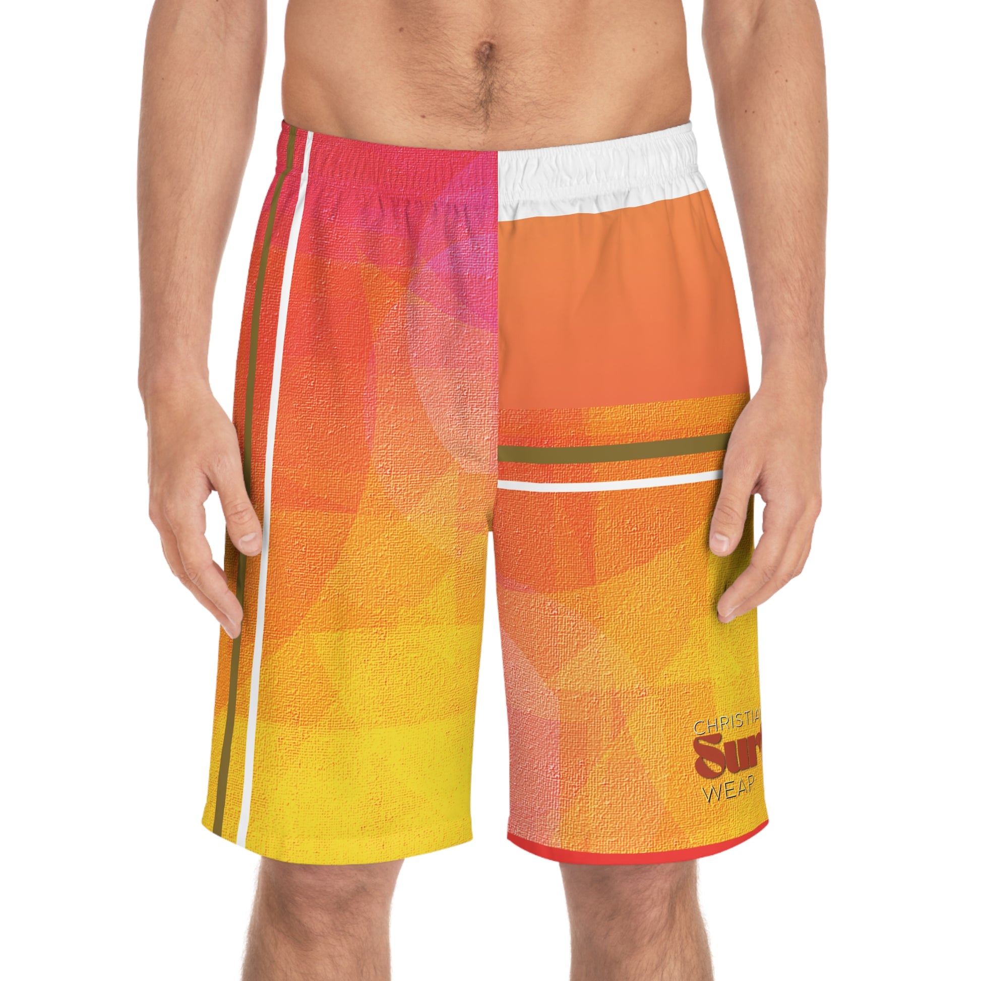Christian Surf Wear Vibrant Men's Board Shorts, Summer Swimwear, Beach Ready Shorts, Colorful Swim Trunks, Perfect for Vacations and Surfing
