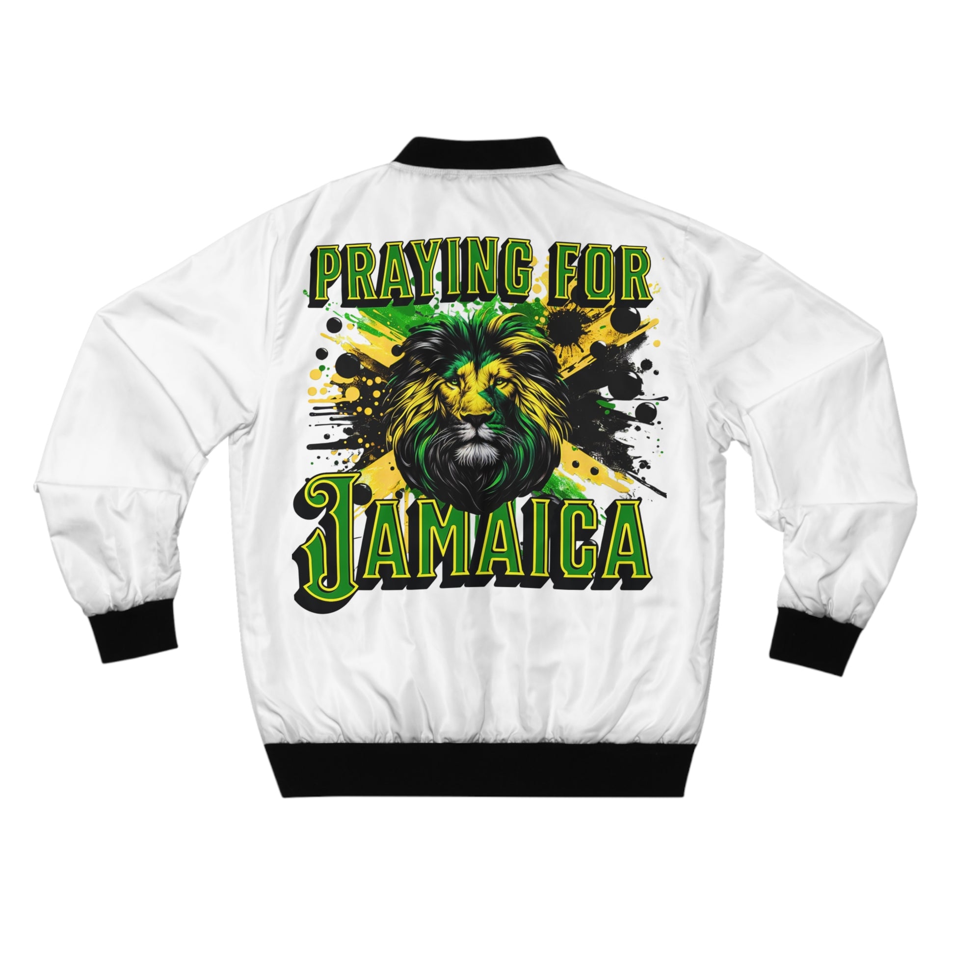 Men's Bomber Jacket - Urban Luxury Praying for Jamaica Design