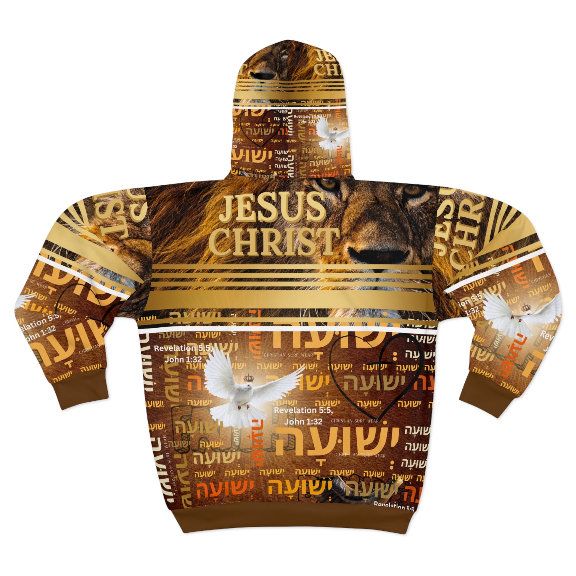 Jesus Christ Lion & Dove Zip Hoodie – Christian Surf Wear Christian Faith All-Over Print