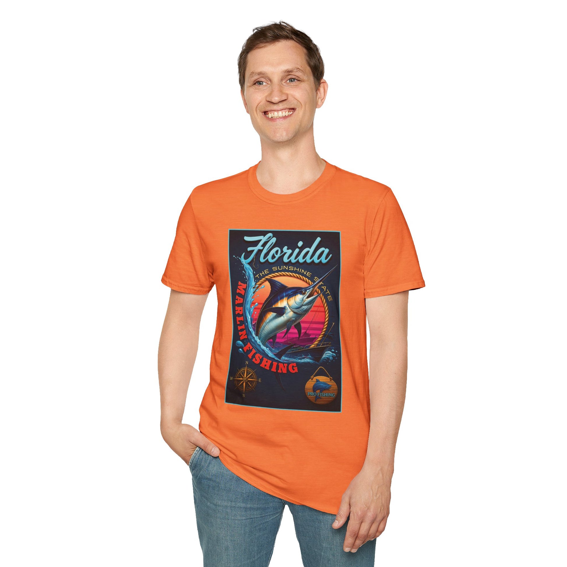 Marlin Graphic Dominion Deep - Unisex Softstyle T-Shirt Florida Marlin Fishing Tee Surfwear | Christian Ocean Apparel, Bold Pursuit Prophetic Vision Divine