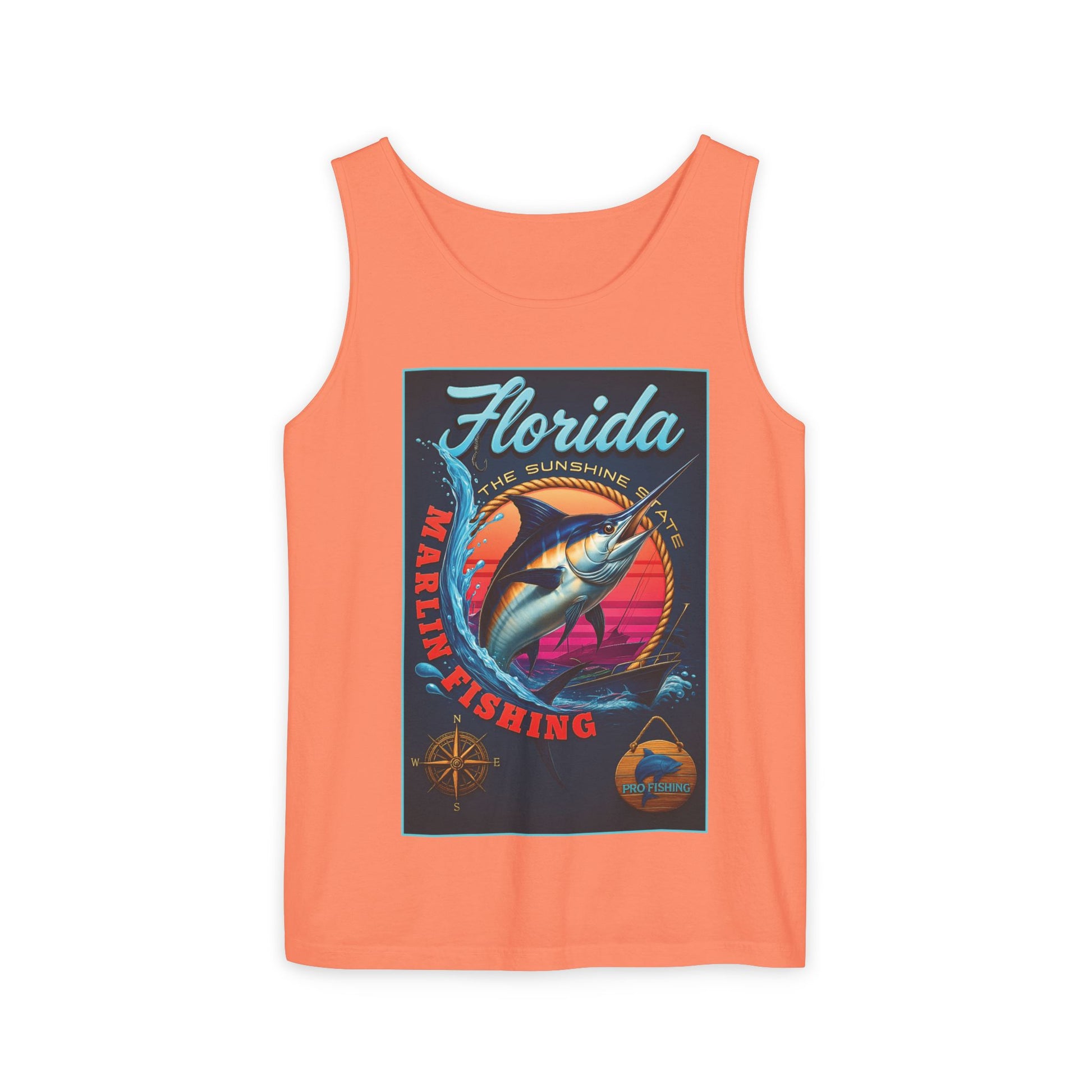 Surf wear  Vintage Florida Fishing Graphic Tank Top, Unisex Summer Top, Beachwear, Surfing Apparel, Vacation Outfit, Gift for Fishermen
