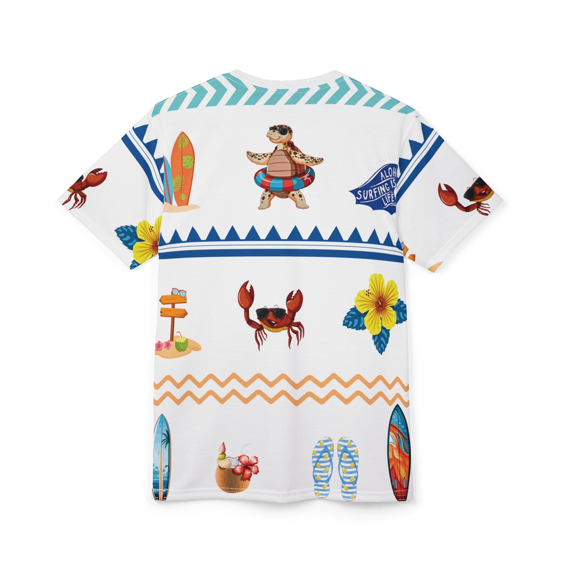 Christian Surf Wear Aloha Surfboard Vibrant Beach Vibe Day Wear Tee - Unisex Tropical Beach T-Shirt