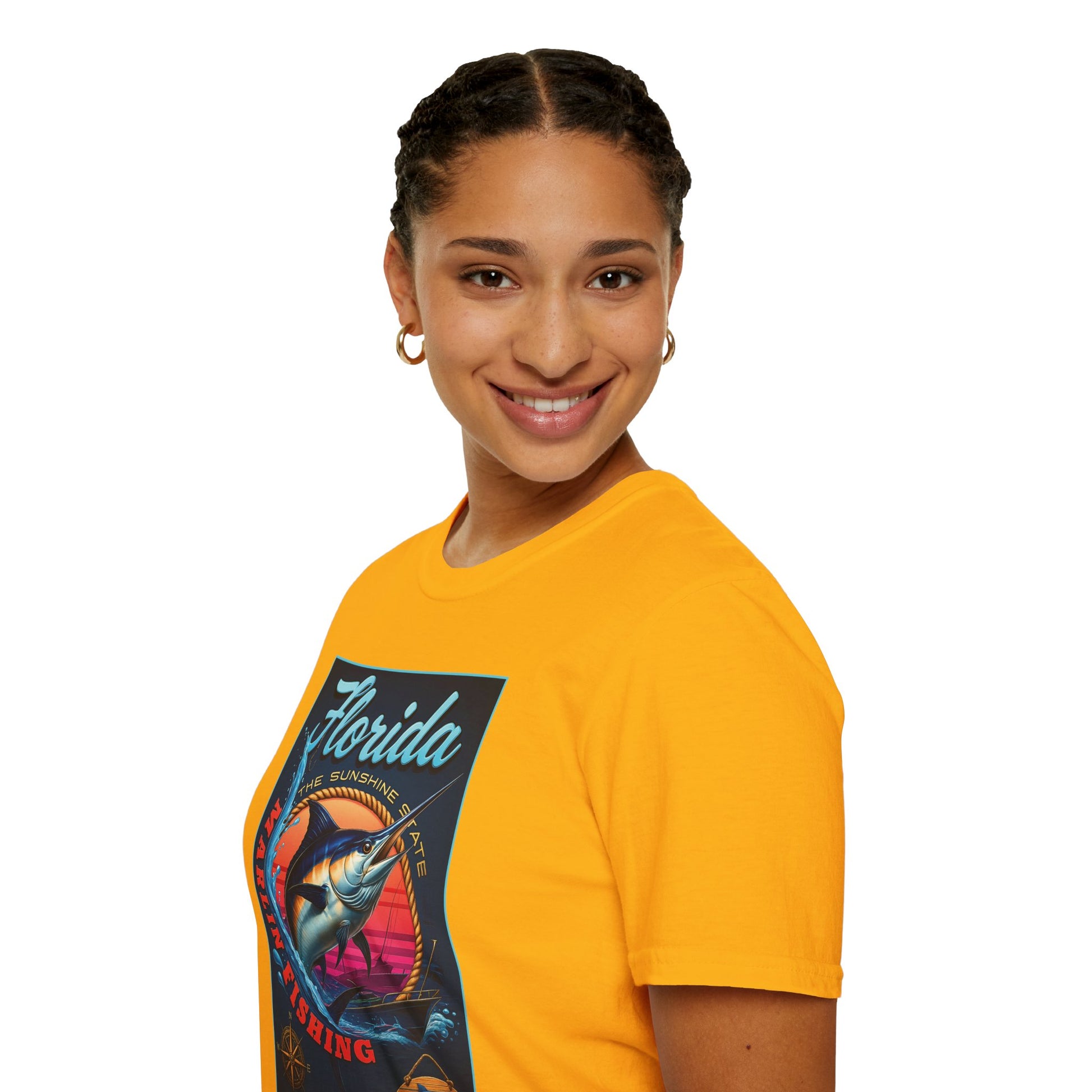 Marlin Graphic Dominion Deep - Unisex Softstyle T-Shirt Florida Marlin Fishing Tee Surfwear | Christian Ocean Apparel, Bold Pursuit Prophetic Vision Divine