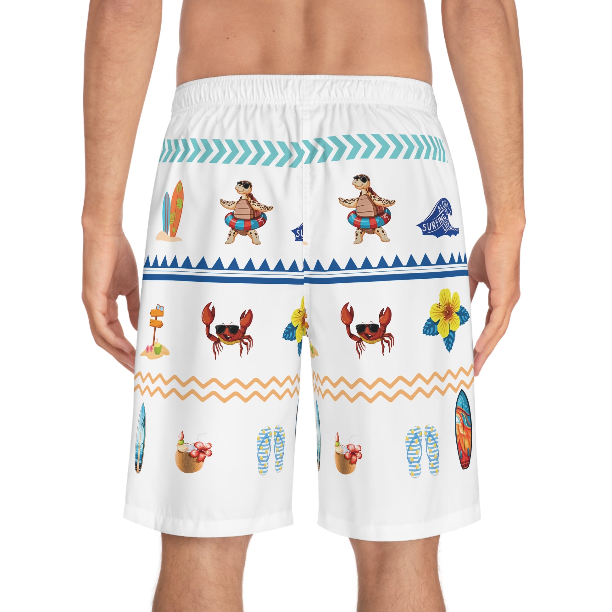 Christian Surf Wear Family Fun Graphic Tropical Board Shorts