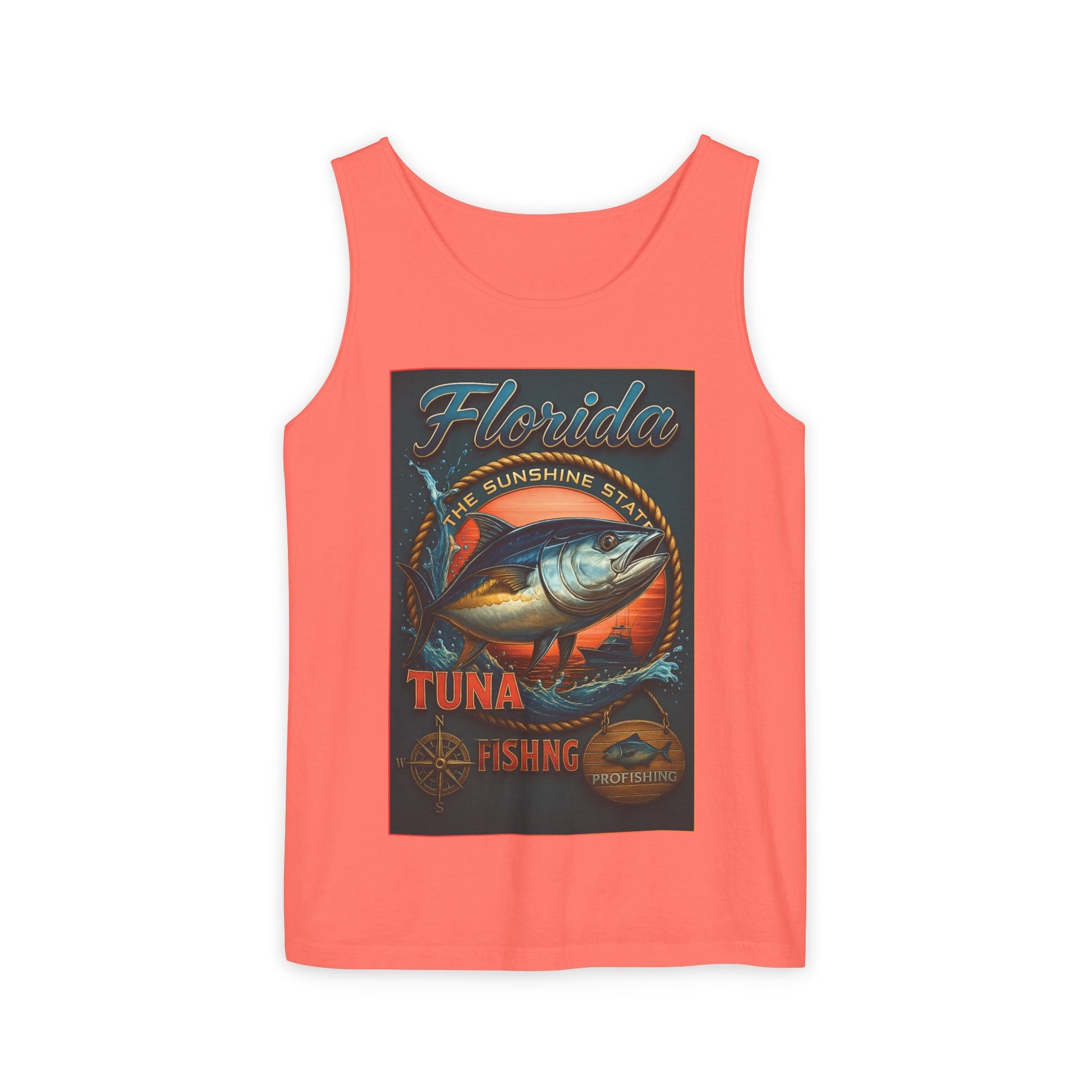 Vintage Florida Tuna Fishing Tank Top, Unisex Summer Beachwear, Surfing Gift for Fishermen, Surf Apparel, Vacation Outfit