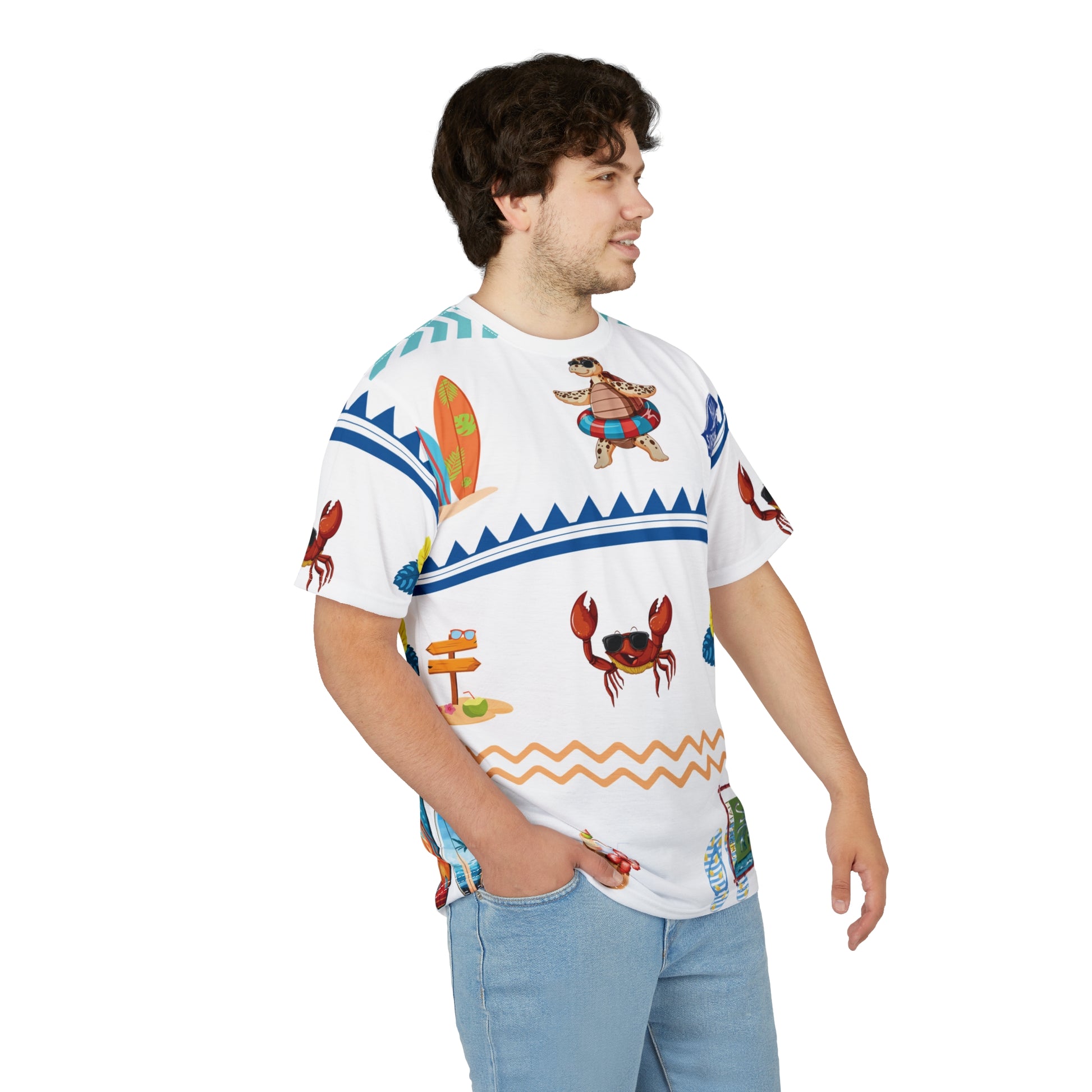 Christian Surf Wear Aloha Surfboard Vibrant Beach Vibe Day Wear Tee - Unisex Tropical Beach T-Shirt
