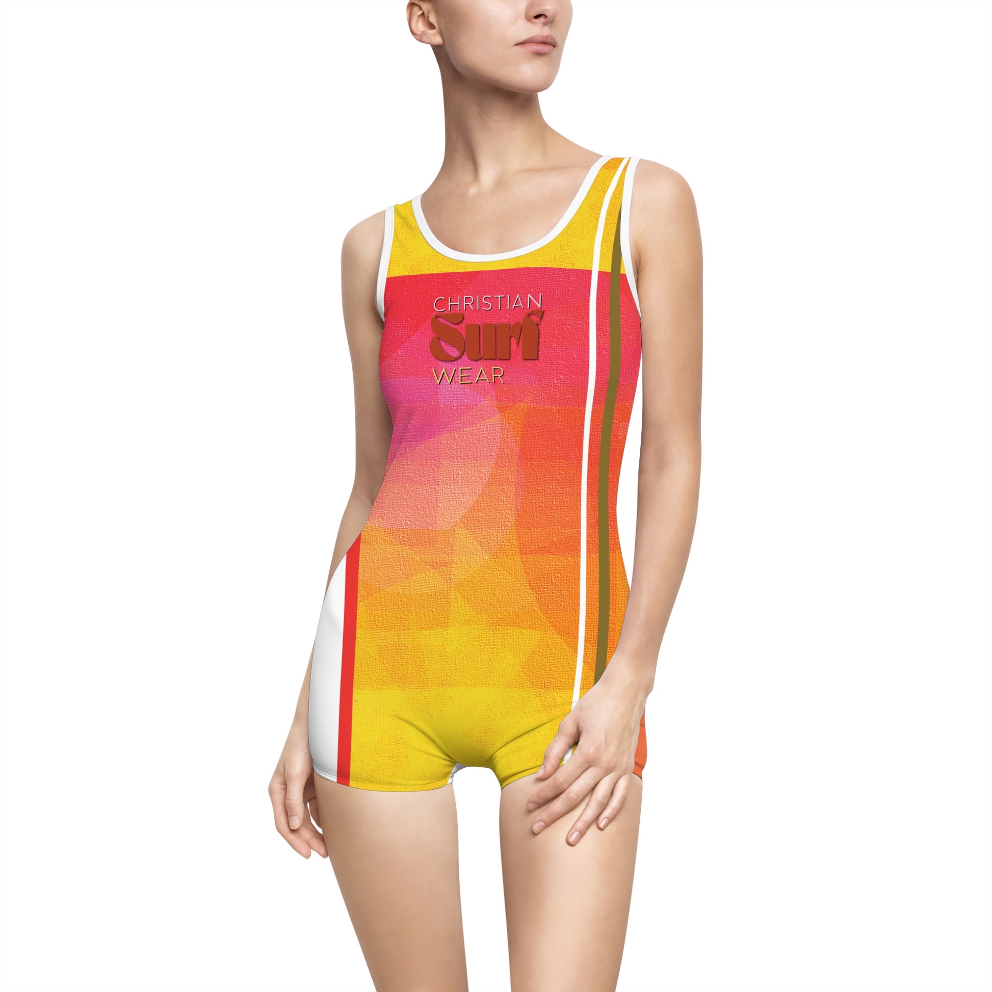 Surf Wear Summer Sun Set Vintage Christian Women's Vintage Swimsuit - Retro-Style Swimwear for Beach, Pool, Summer Vacation, Surf Events, and Retro Celebrations