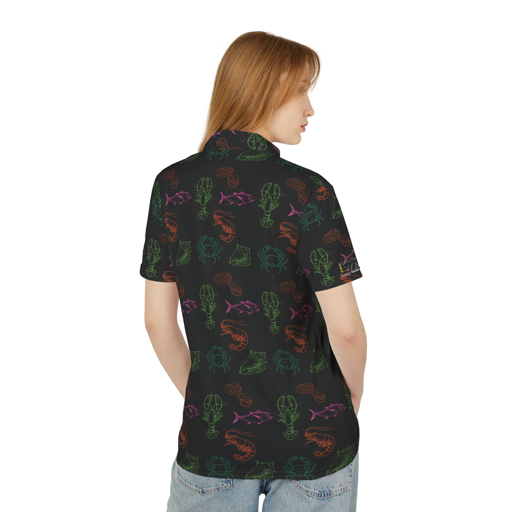 Christian Surf Wear Vibrant Sea Life Graphic Fishing Shirt Print Unisex Polo Shirt | Casual Summer Style, Beachwear, Gift for Seafood Lovers, Unique Graphic Tee