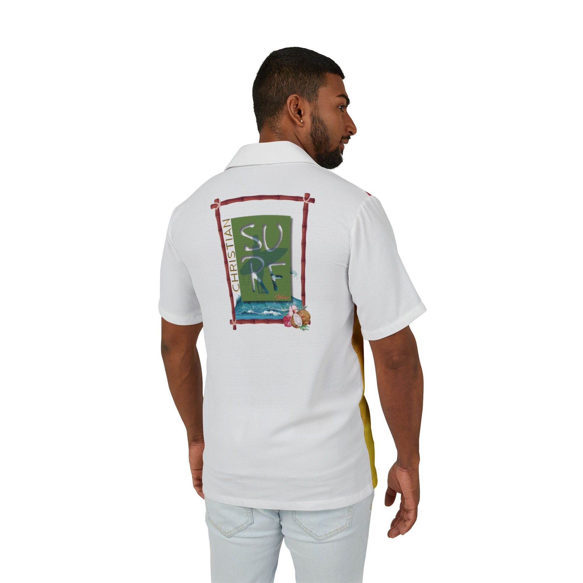 Christian Surf Wear Colorful Hawaiian Camp Shirt for Men, Summer Shirt, Vacation Shirt, Beachwear, Tropical Shirt, Relaxed Fit, Unique Gift Idea