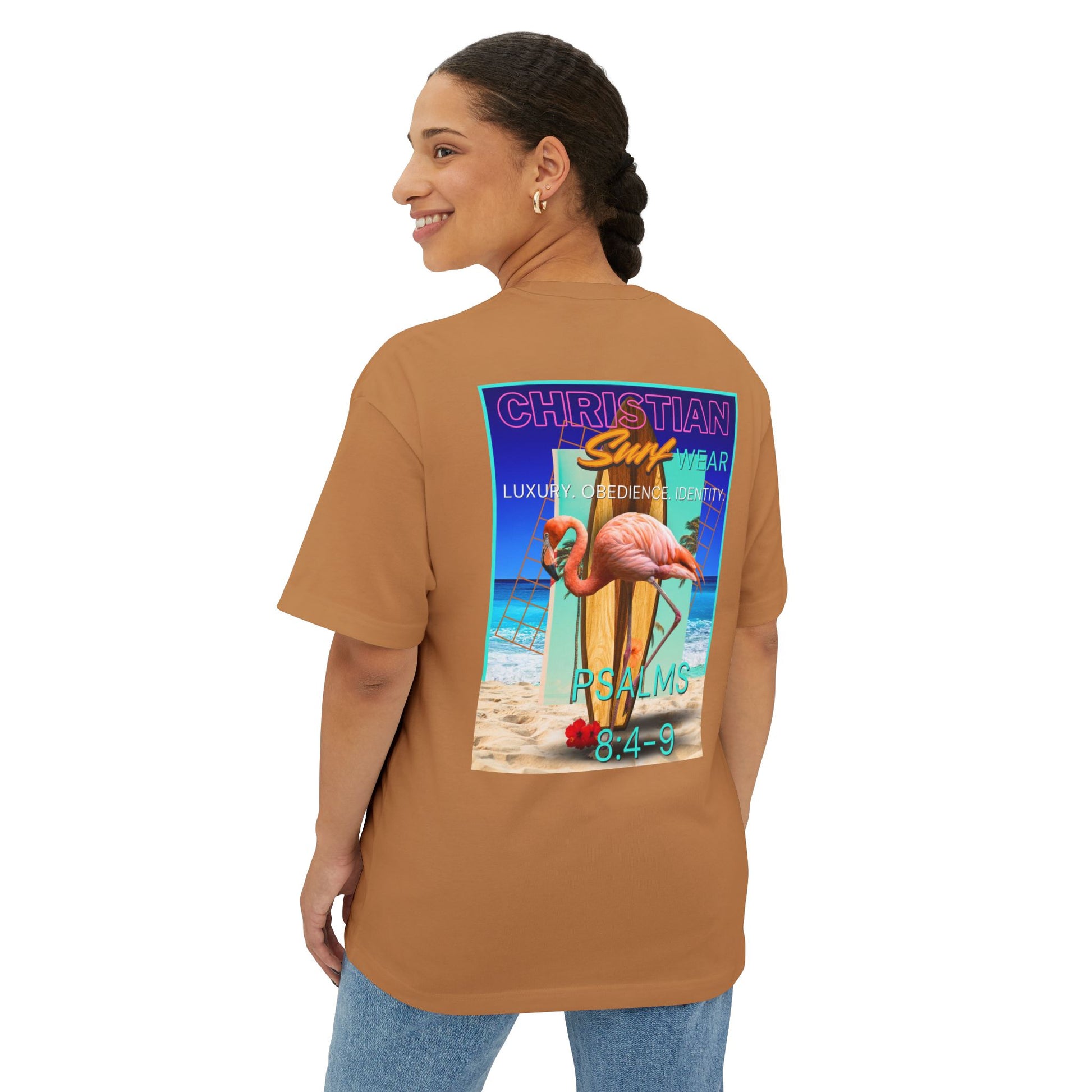 Christian Surf Wear Retro Vibrant-Inspired Unisex Oversized Boxy Tee, Beach Vibes, Faith Apparel, Summer Wear, Casual Christian Fashion