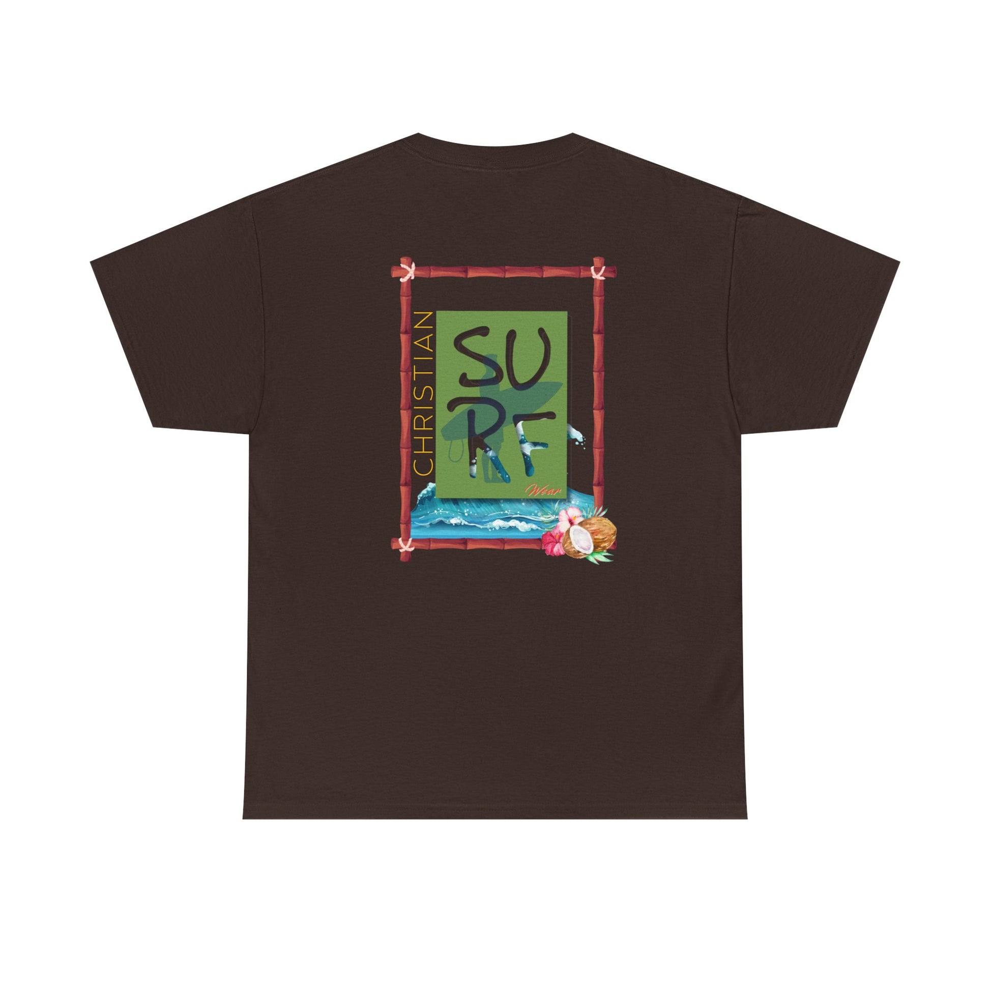 Christian Surf Unisex Heavy Cotton Tee, Faith Shirt, Beach Lover Gift, Summer Vibes Tee, Inspirational Graphic Top, Casual Wear