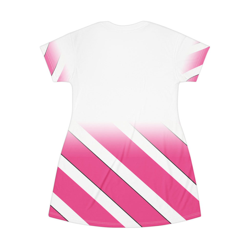 Christian Surf Wear Gradient Pink ,White ,and Black Chic T-Shirt Dress, Stylish Casual Dress, Summer Outfit, Trendy Day Dress, Comfortable Everyday Wear, Gift for Her