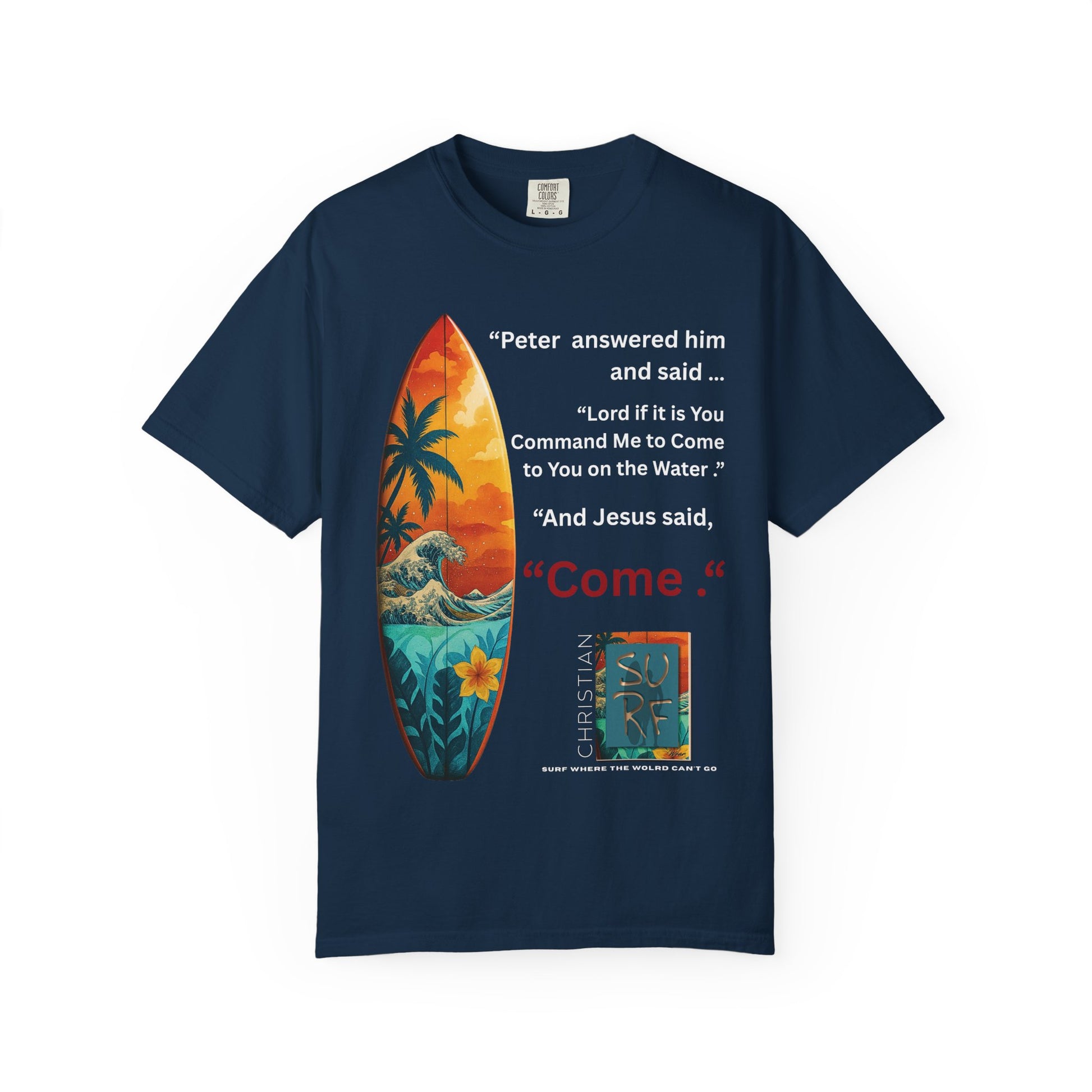 Move by Faith | Street Wear Vintage Surf Board Graphic Art Work Unisex T-Shirt - Christian Surf Wear