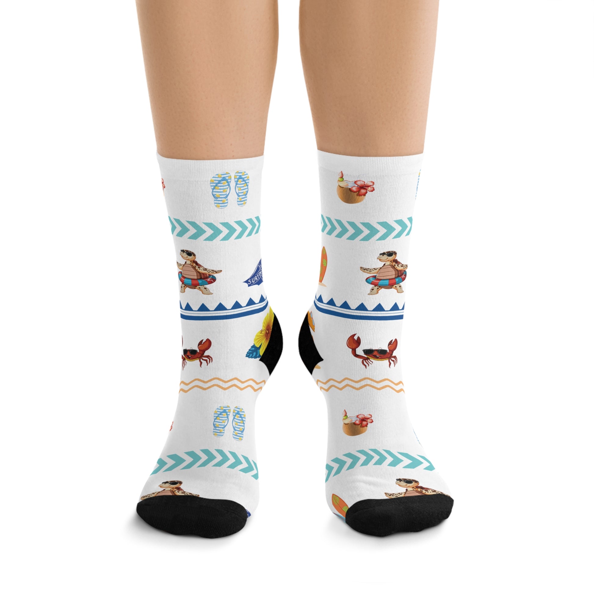 Christian Surf Wear Fun Beach-Vibes Themed Recycled Poly Socks | Fun Summer Footwear, Eco-Friendly Gifts, Casual Everyday Use, Vacation Accessories, Unique Party Favors