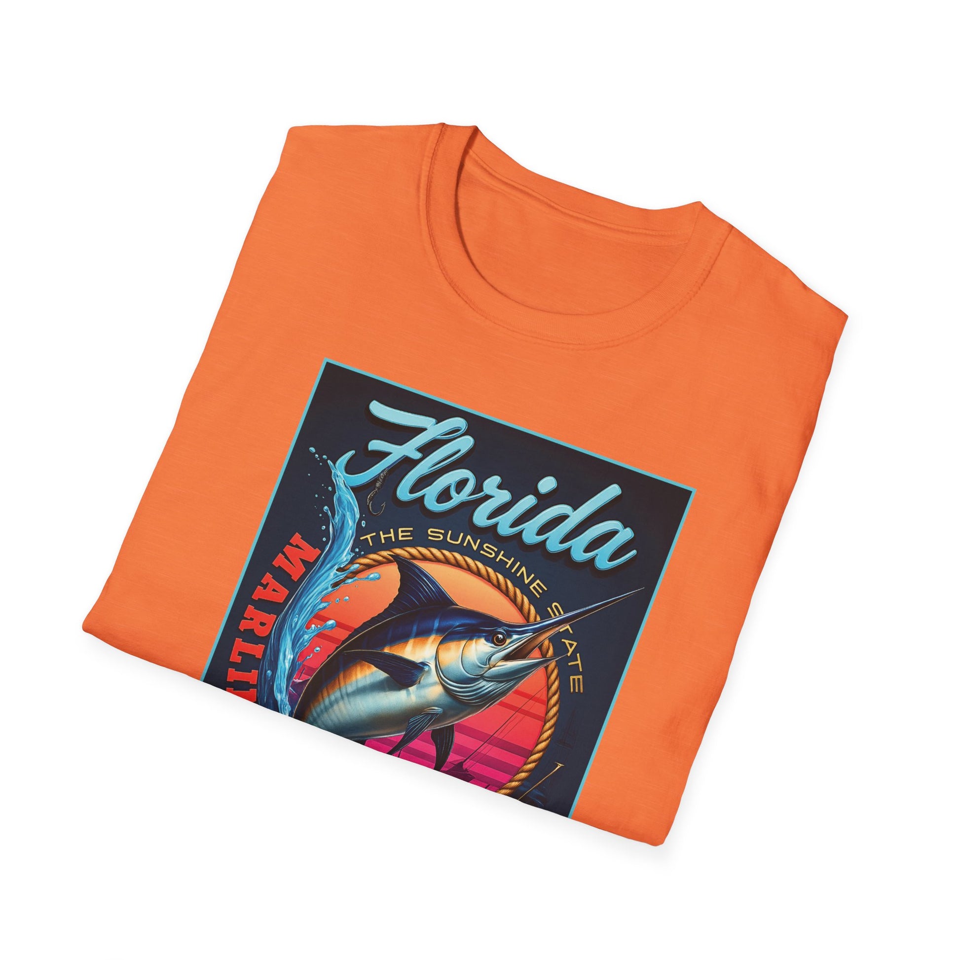 Marlin Graphic Dominion Deep - Unisex Softstyle T-Shirt Florida Marlin Fishing Tee Surfwear | Christian Ocean Apparel, Bold Pursuit Prophetic Vision Divine