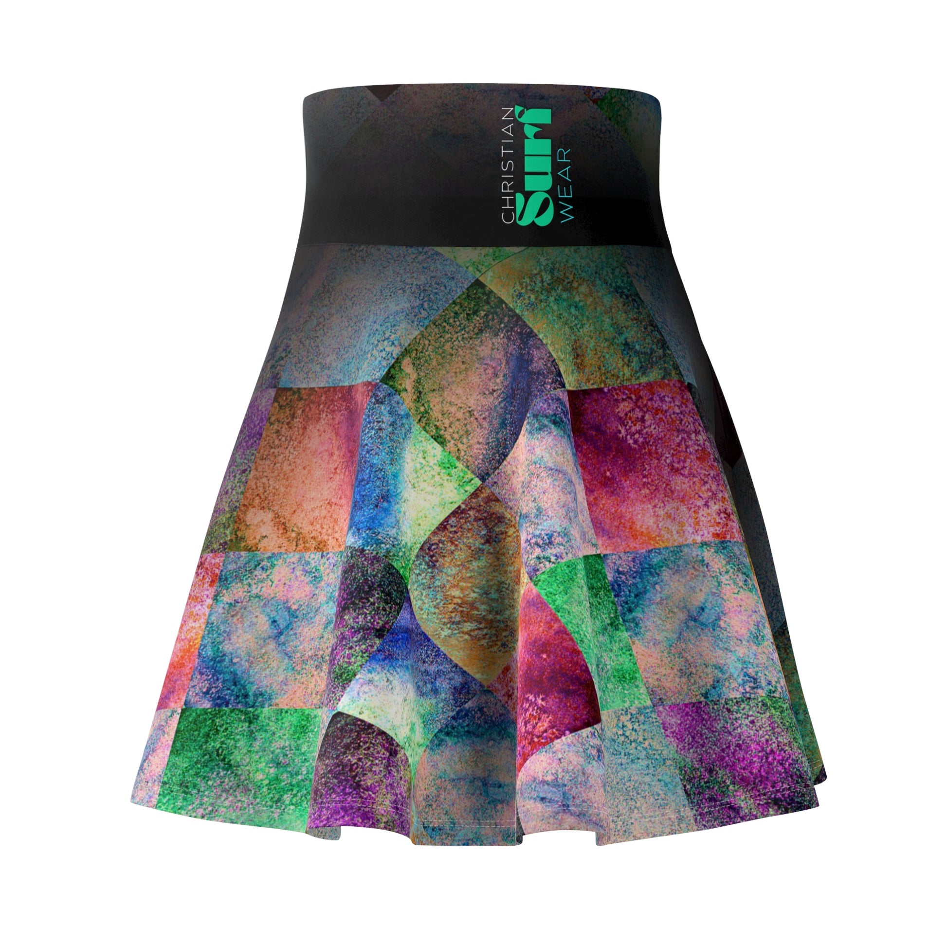 Surf Wear Vintage Graphic Colorful Women's Skater Skirt - Fun Casual Wear for Festivals, Summer Events, Parties, Everyday Style, Unique Fashion Statement