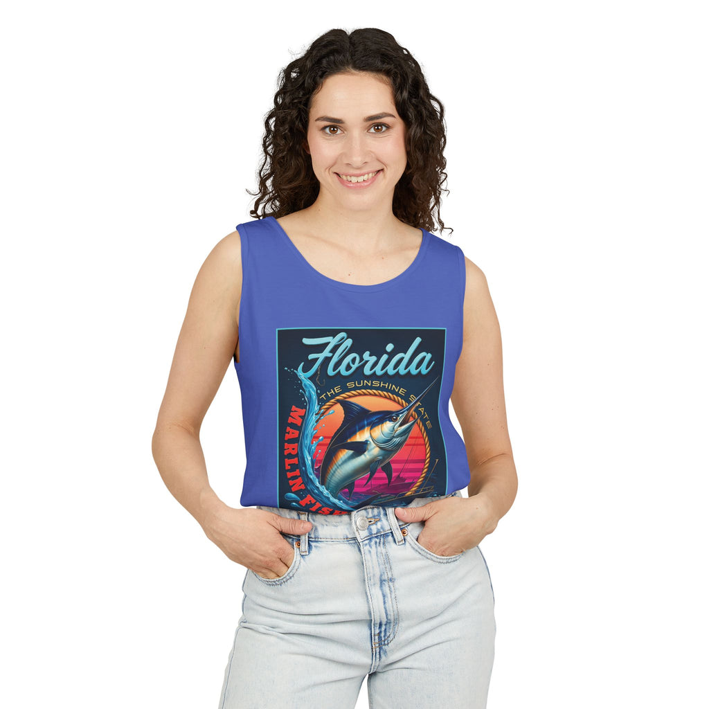 Surf wear  Vintage Florida Fishing Graphic Tank Top, Unisex Summer Top, Beachwear, Surfing Apparel, Vacation Outfit, Gift for Fishermen