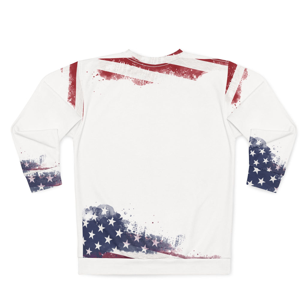 Christian Surf Wear Unisex American Flag Sweatshirt, Patriotic Crewneck for Surf Enthusiasts, Ideal for July 4th, Beach Days, Casual Wear, Gift for Adventurers