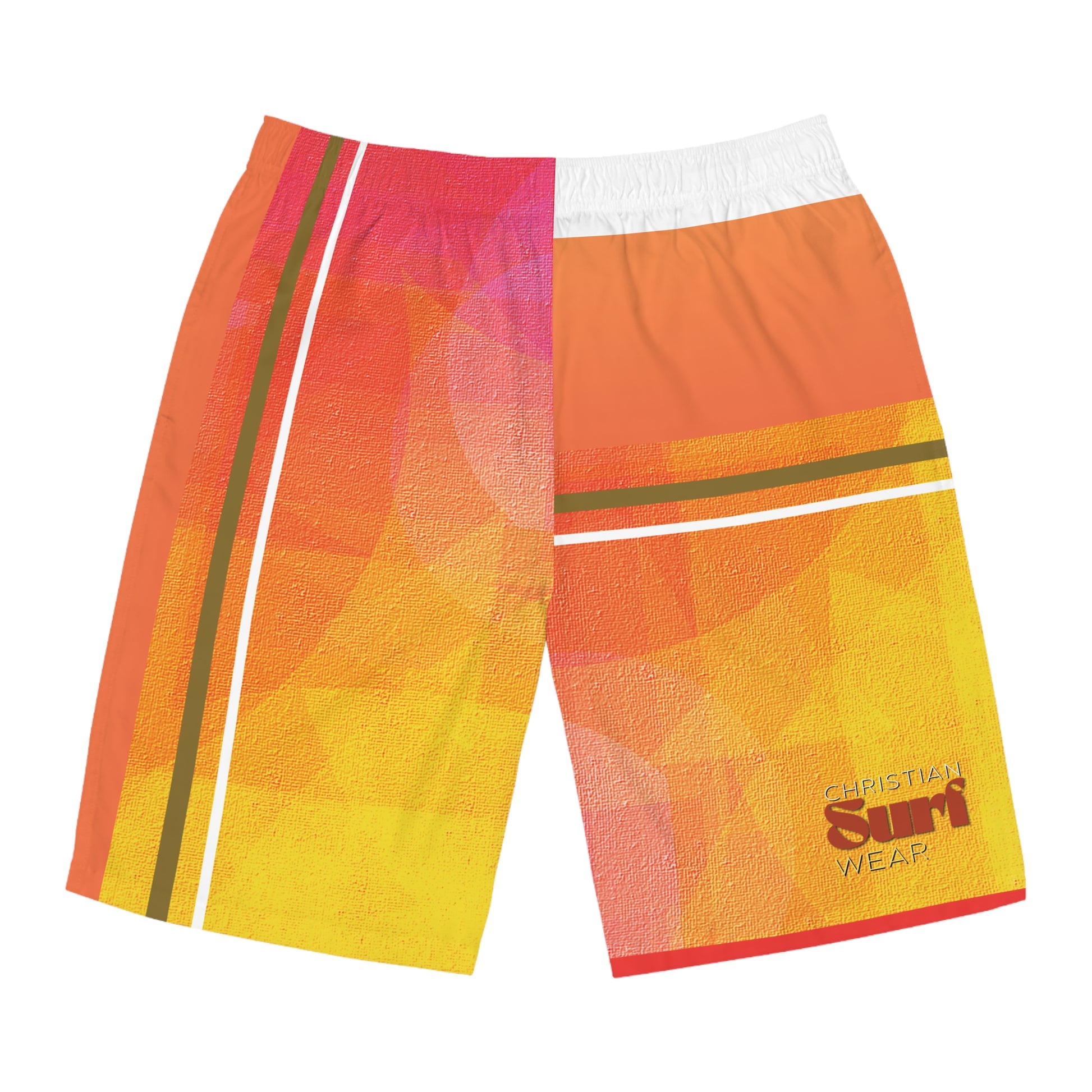 Christian Surf Wear Vibrant Men's Board Shorts, Summer Swimwear, Beach Ready Shorts, Colorful Swim Trunks, Perfect for Vacations and Surfing