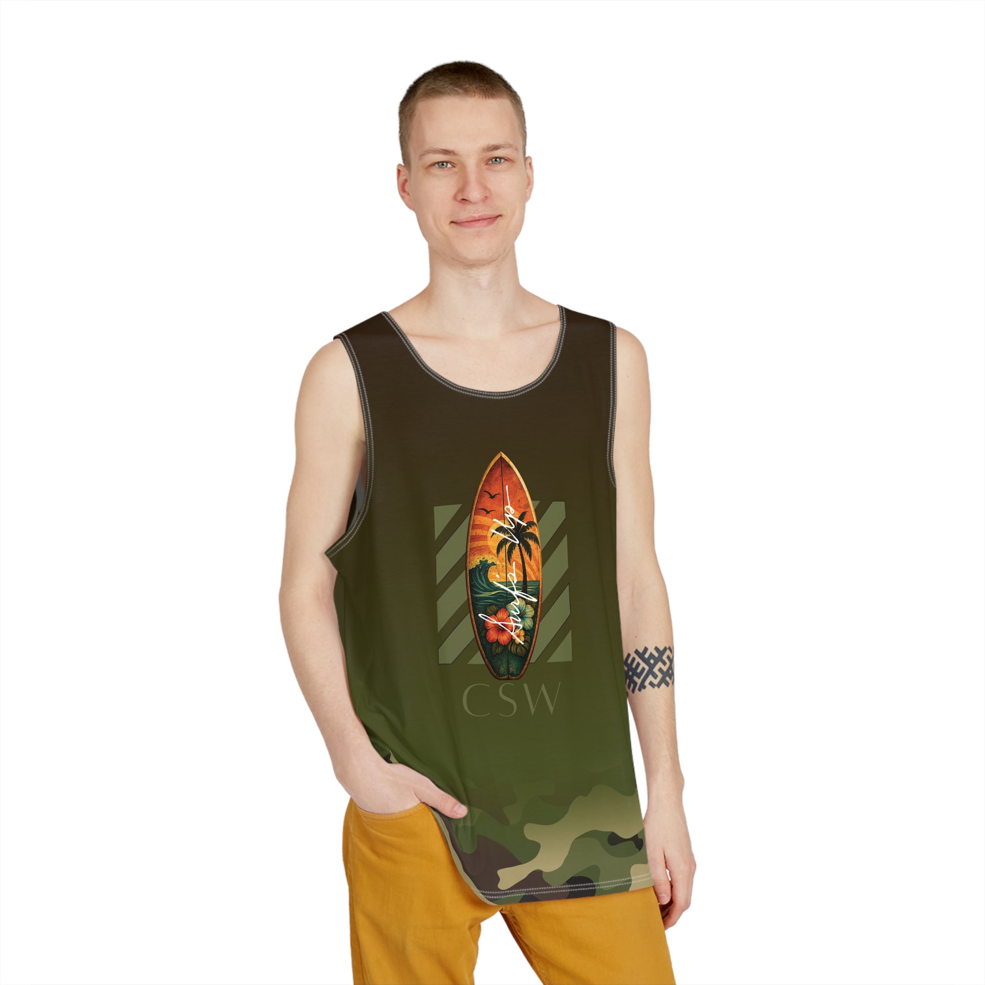 Surf Vibes Men's Tank Top, Perfect for Beach Days, Casual Wear, Summer Getaways, Outdoor Activities, Gift for Him