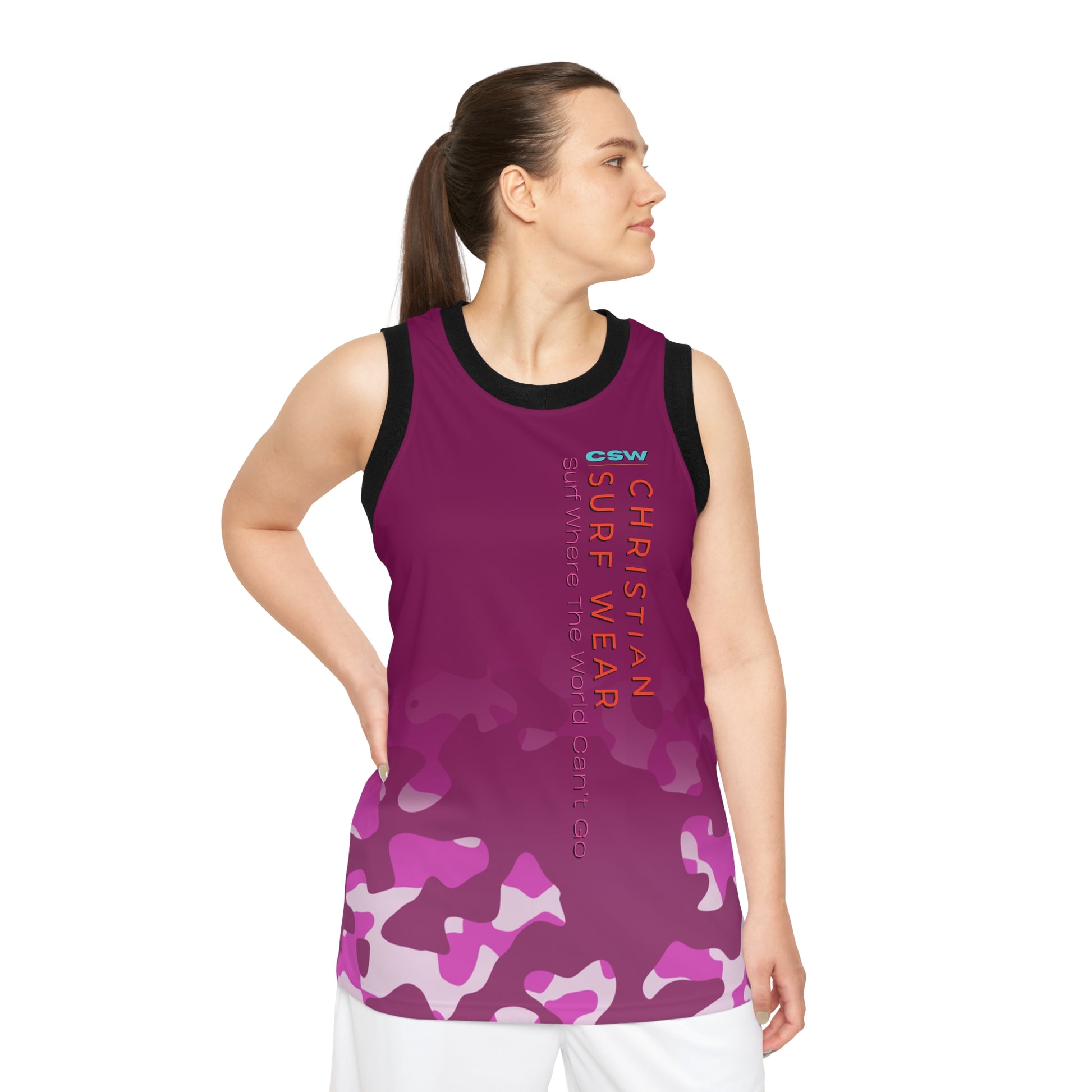 Christian Surf Wear Unisex Basketball Jersey - Vibrant Miami Beach Design, Great for Sports, Summer Wear, Beach Parties, Gifts, Workout Gear