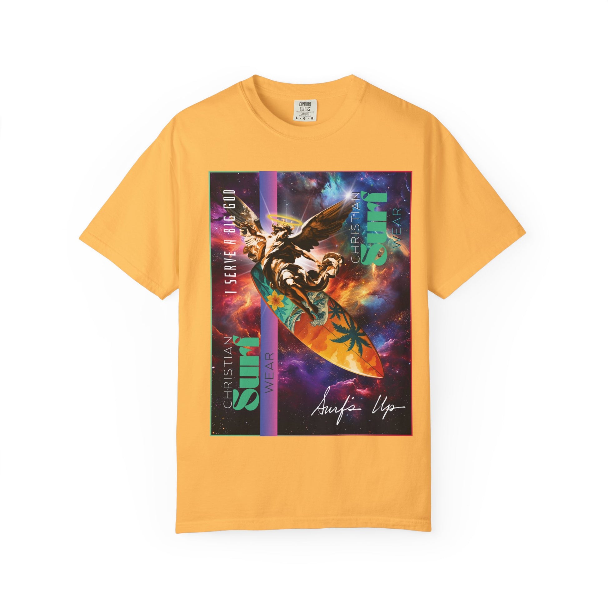 Christian Surf Wear Vibrant Surfing T-Shirt, Stylish Beachwear, Unisex Graphic Tee, Summer Outfit, Gift for Surfers, Casual Wear, Colorful Apparel