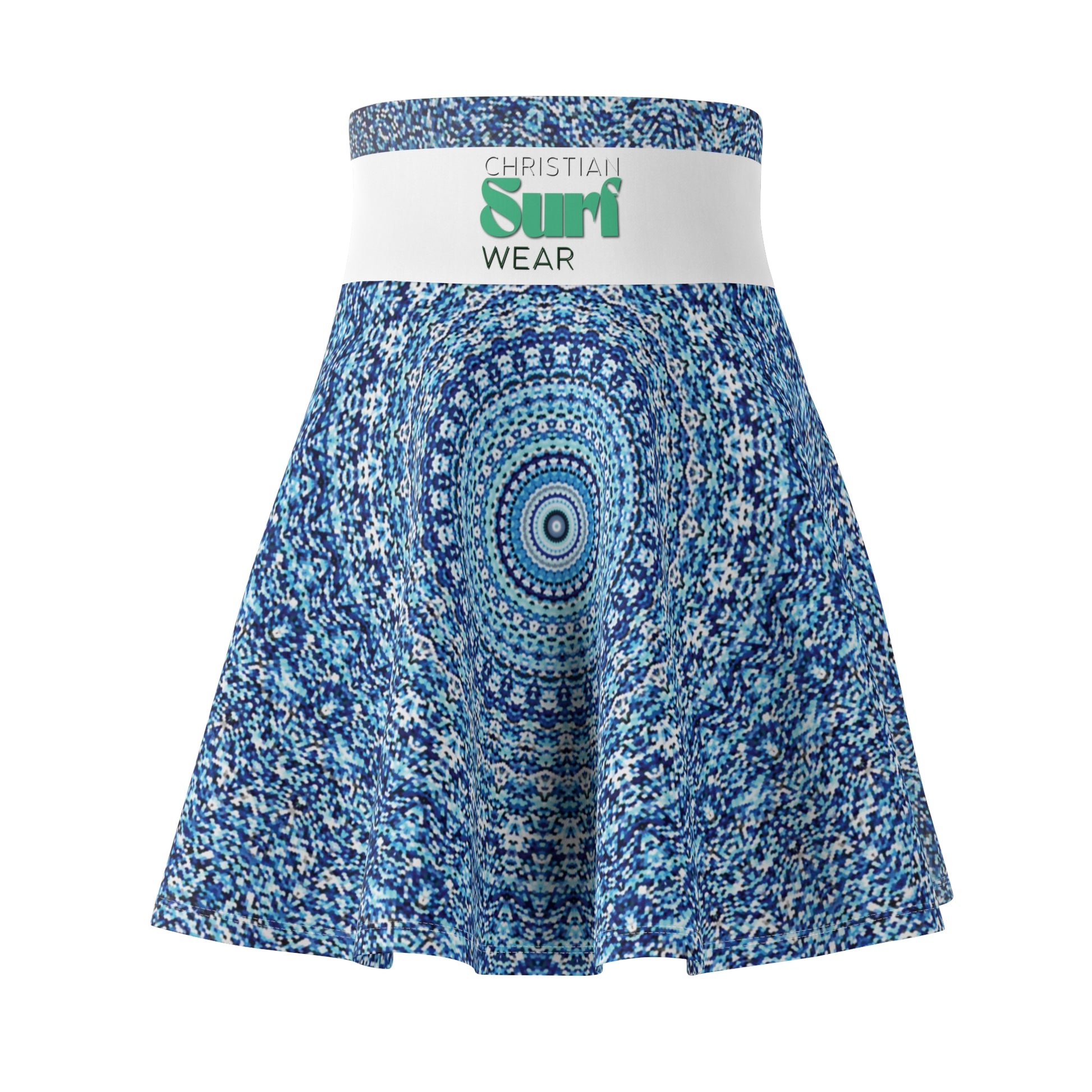 Surf Wear Summer Beauty Vintage Graphic Bohemian Blue Women's Skater Skirt, Festival Outfit, Summer Style, Eco-Friendly AOP Skirt, Casual Chic, Dancewear