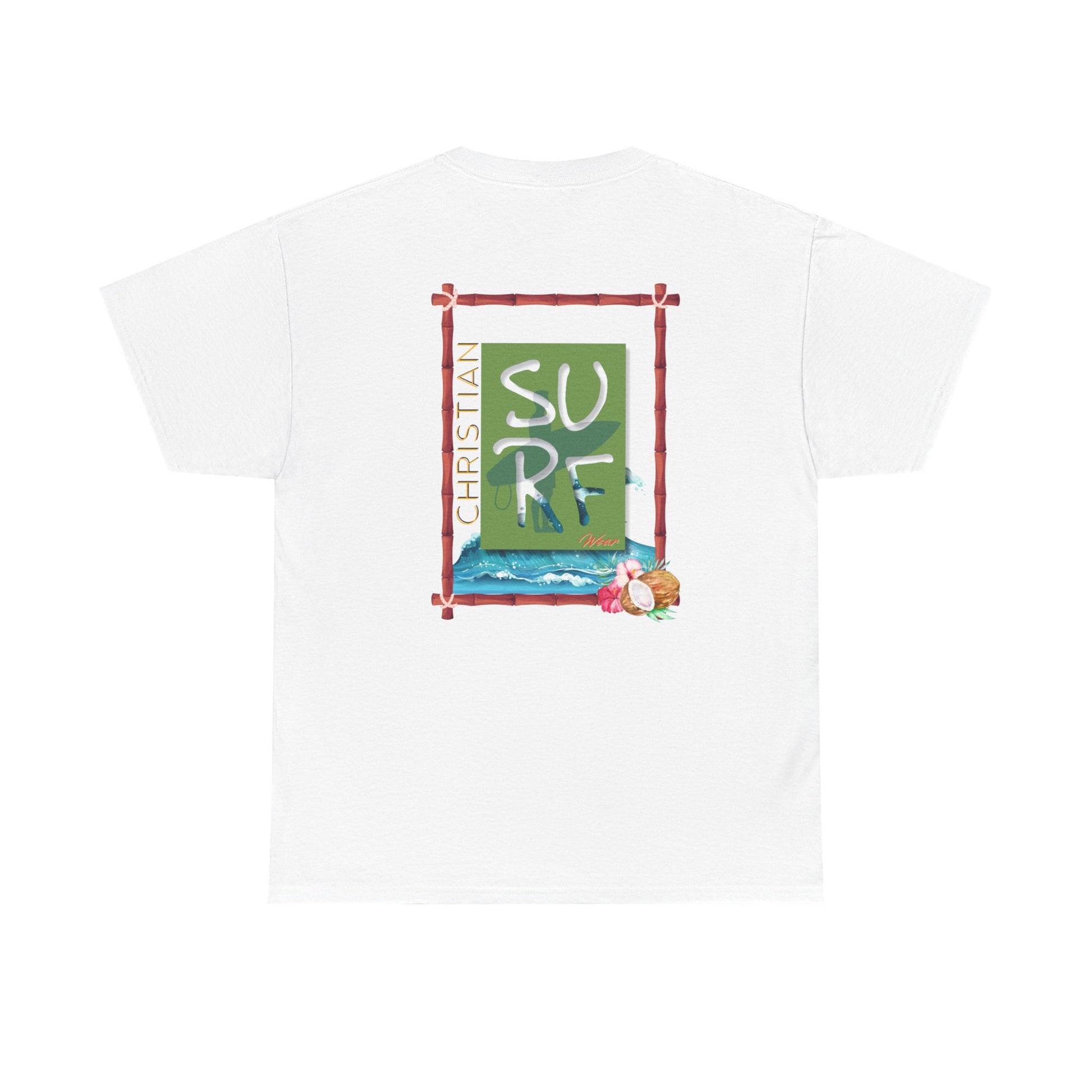 Christian Surf Unisex Heavy Cotton Tee, Faith Shirt, Beach Lover Gift, Summer Vibes Tee, Inspirational Graphic Top, Casual Wear