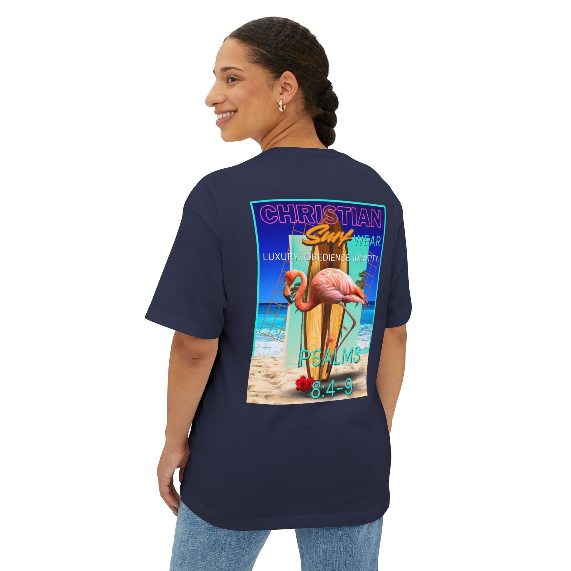 Christian Surf Wear Retro Vibrant-Inspired Unisex Oversized Boxy Tee, Beach Vibes, Faith Apparel, Summer Wear, Casual Christian Fashion