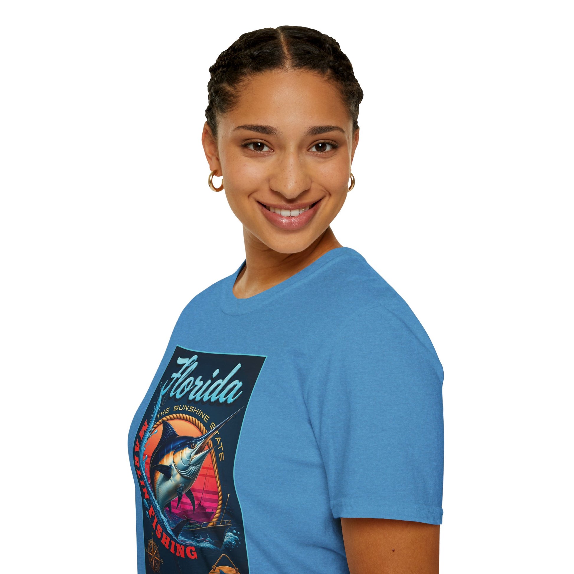 Marlin Graphic Dominion Deep - Unisex Softstyle T-Shirt Florida Marlin Fishing Tee Surfwear | Christian Ocean Apparel, Bold Pursuit Prophetic Vision Divine
