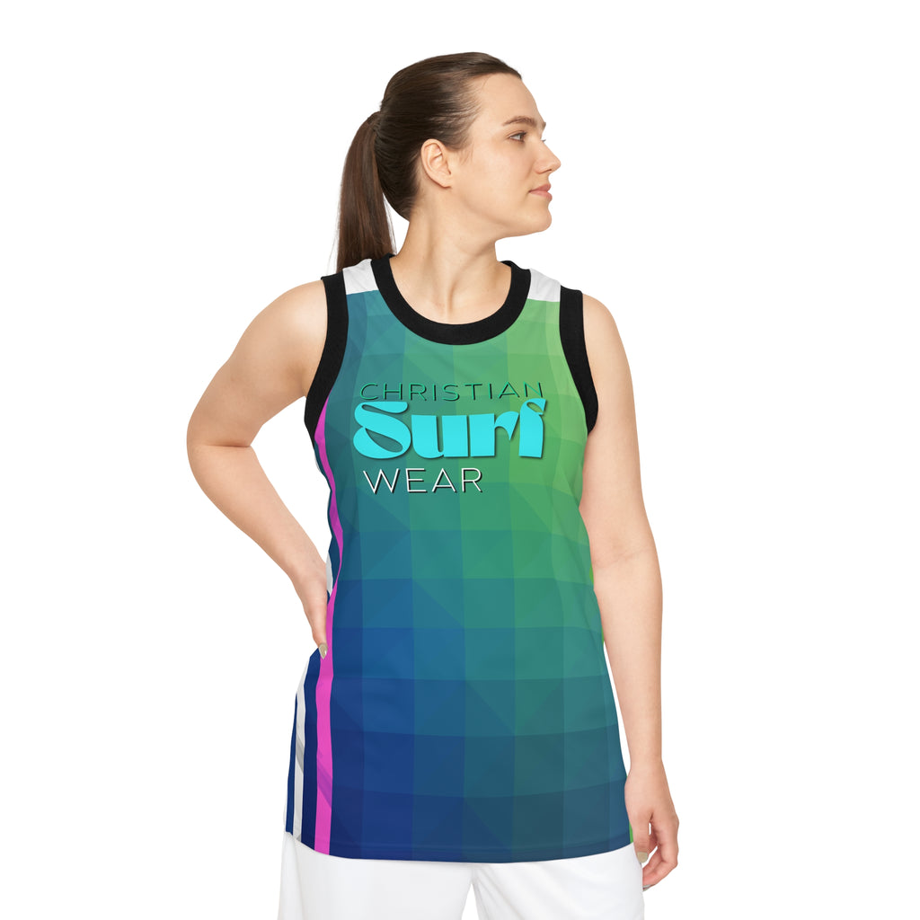Christian Surf Wear Colorful Unisex Basketball Jersey - Perfect for Athletes, Sports Events, Summer Activities, Gym Wear, Team Spirit