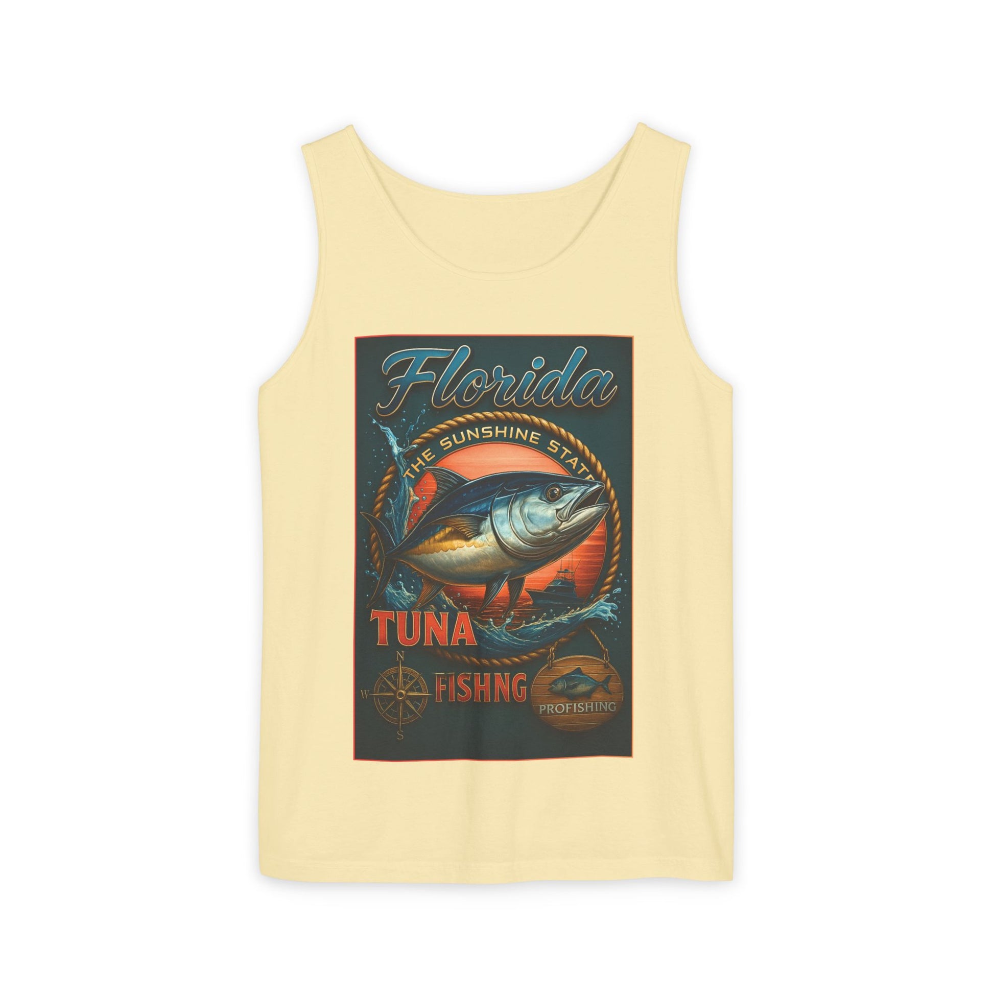 Vintage Florida Tuna Fishing Tank Top, Unisex Summer Beachwear, Surfing Gift for Fishermen, Surf Apparel, Vacation Outfit