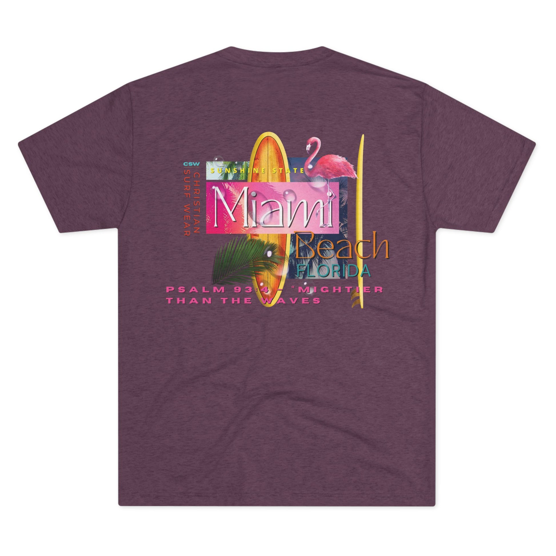 Miami Beach Christian Surf Wear Unisex Tee, Retro Beach Fashion, Summer Vibes, Gift for Surfers, Vacation Wardrobe, Casual Style