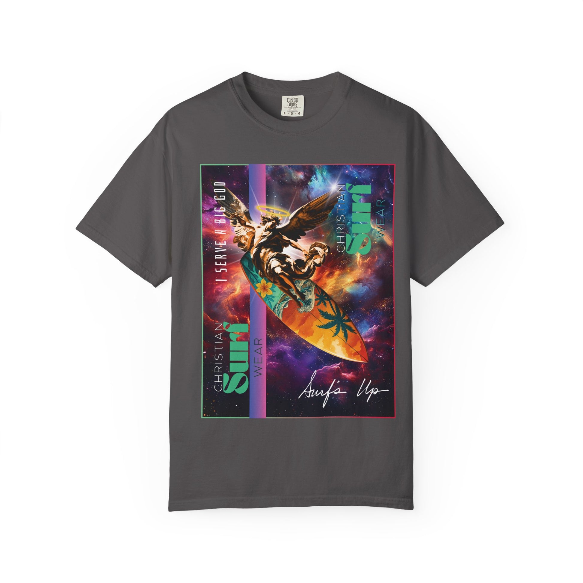 Christian Surf Wear Vibrant Surfing T-Shirt, Stylish Beachwear, Unisex Graphic Tee, Summer Outfit, Gift for Surfers, Casual Wear, Colorful Apparel