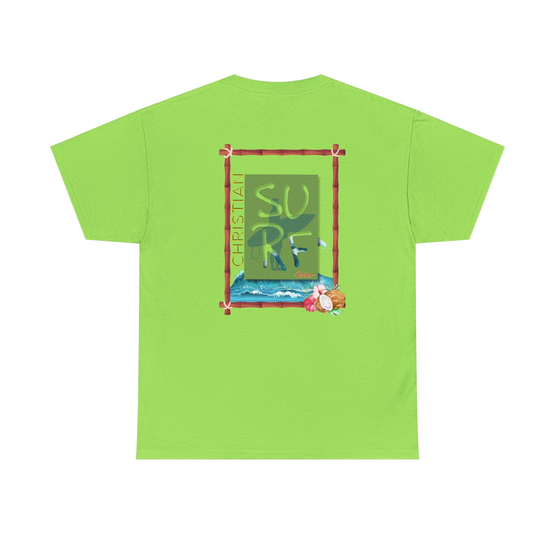 Christian Surf Unisex Heavy Cotton Tee, Faith Shirt, Beach Lover Gift, Summer Vibes Tee, Inspirational Graphic Top, Casual Wear