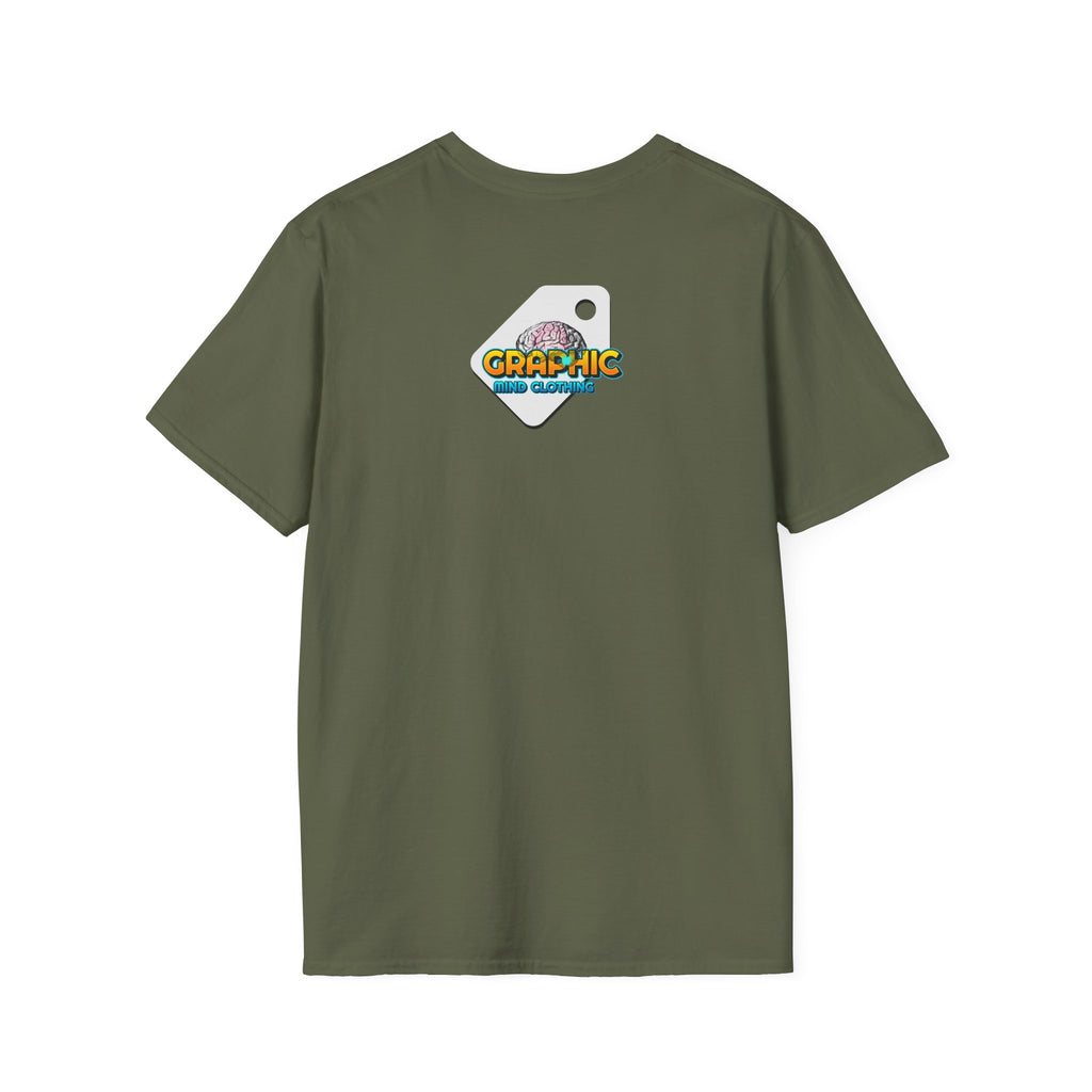 Military Green of Kingdom Confidence Graphic Gold Happy Face Emoji Unisex T-Shirt: You Can’t Stop My Shine Tee, With GOD On My Side, Premium Casual-Tee