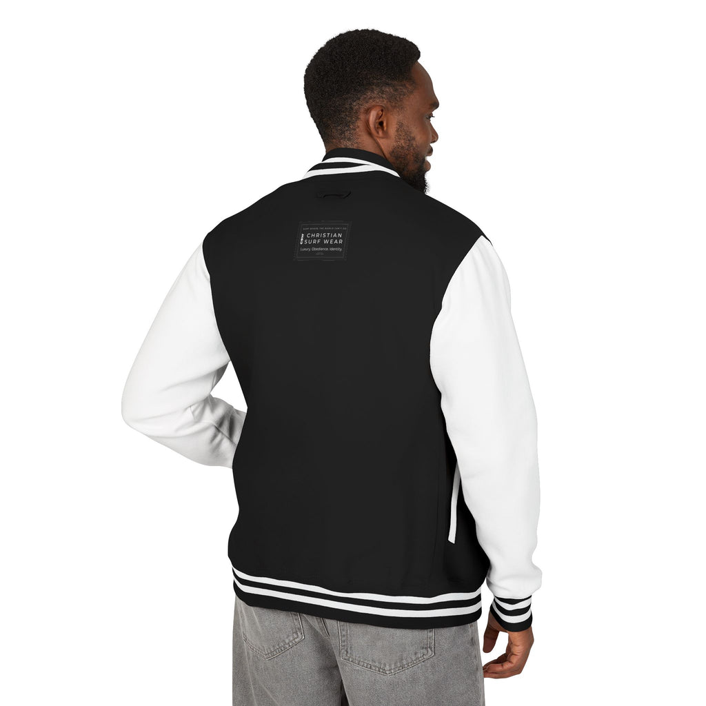 Christian Surf Wear Classic Unisex Heavyweight Letterman Jacket - Stylish Casual Wear for Youth, College, & Sporty Vibes, Great for Gifts, Sports Events, and Cool [...]
