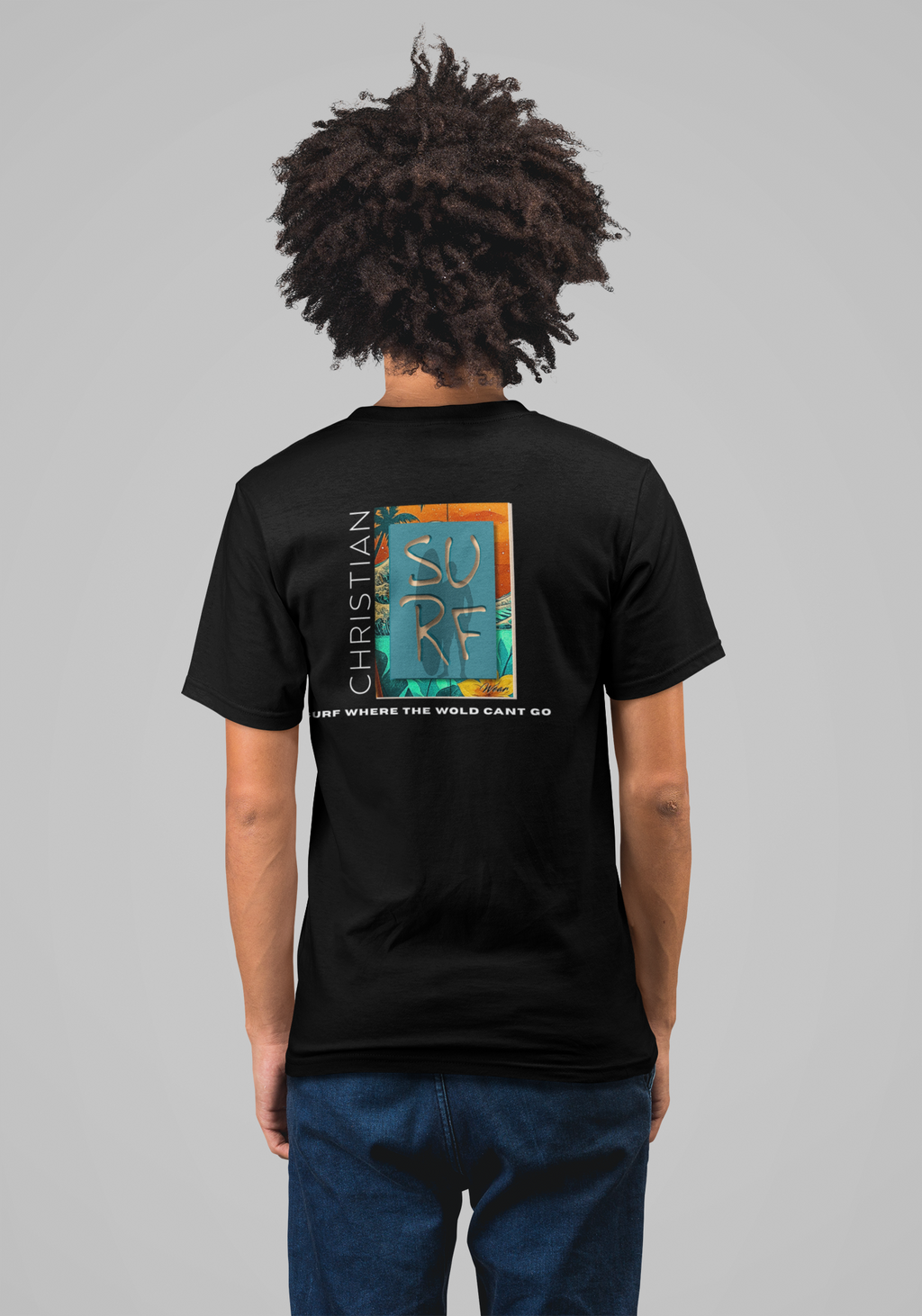 Street Wear Vintage Surf Board Graphic Art Work Unisex T-Shirt - Christian Surf Wear 'Move By Faith' Collection