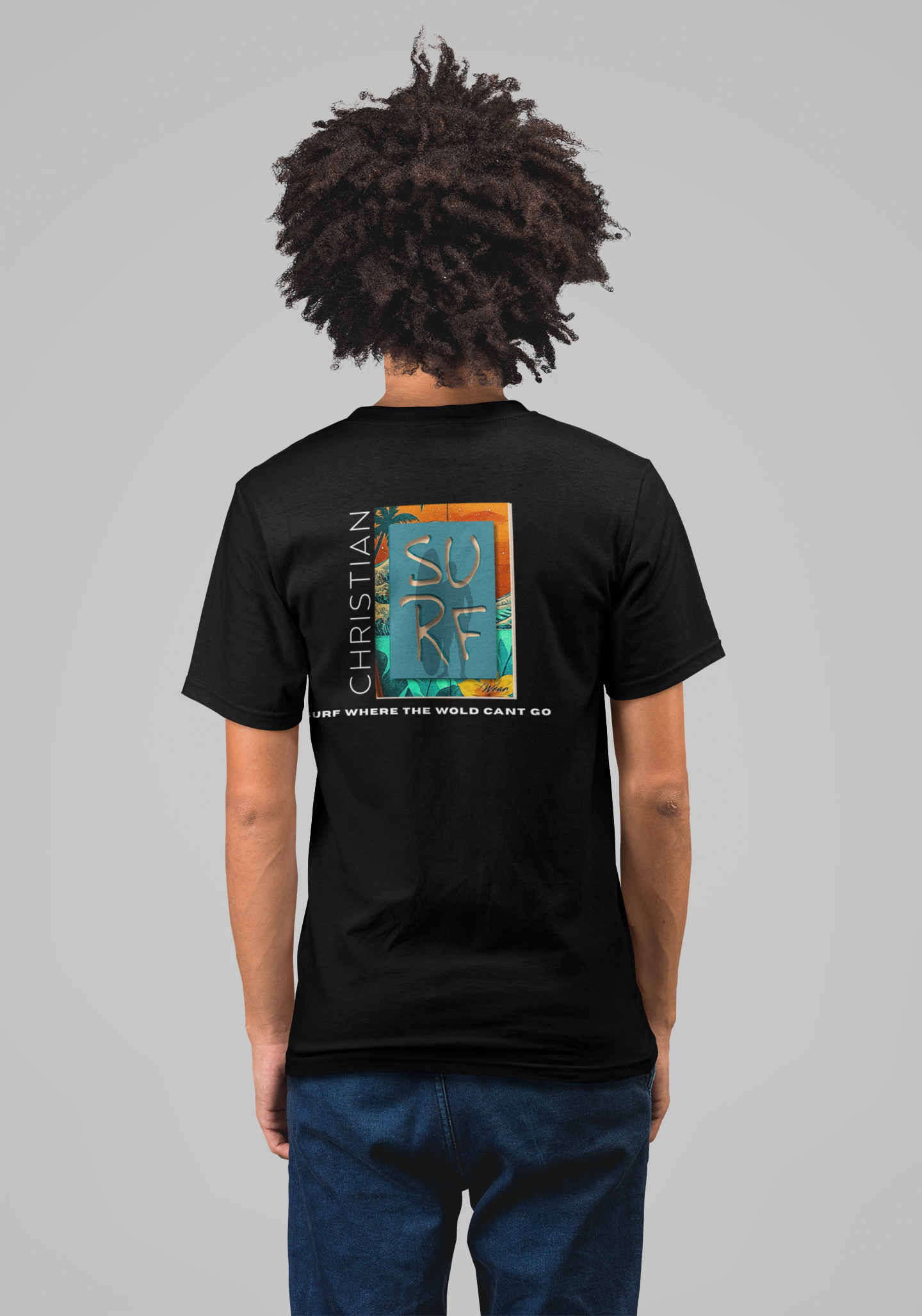 Street Wear Vintage Surf Board Graphic Art Work Unisex T-Shirt - Christian Surf Wear 'Move By Faith' Collection