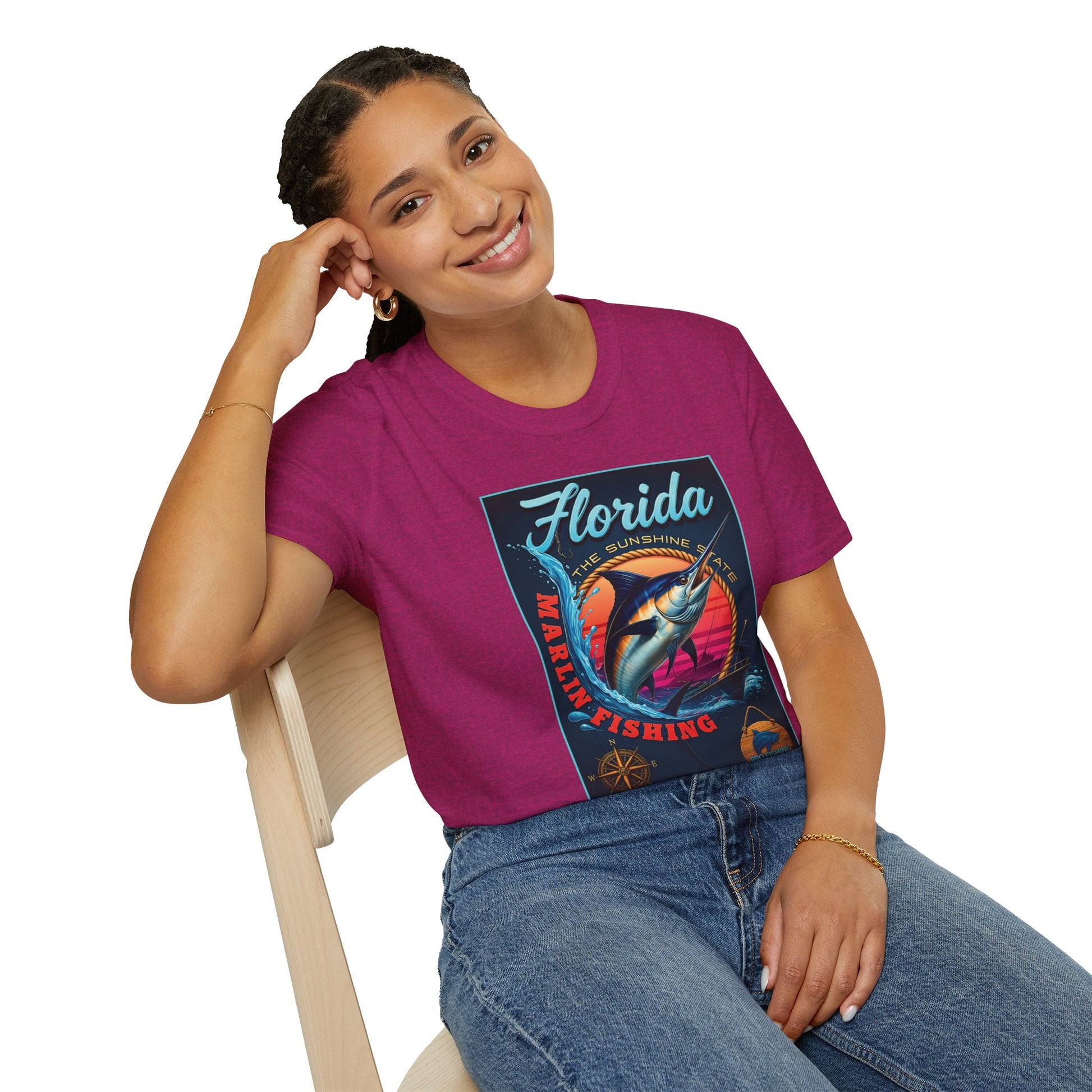 Marlin Graphic Dominion Deep - Unisex Softstyle T-Shirt Florida Marlin Fishing Tee Surfwear | Christian Ocean Apparel, Bold Pursuit Prophetic Vision Divine