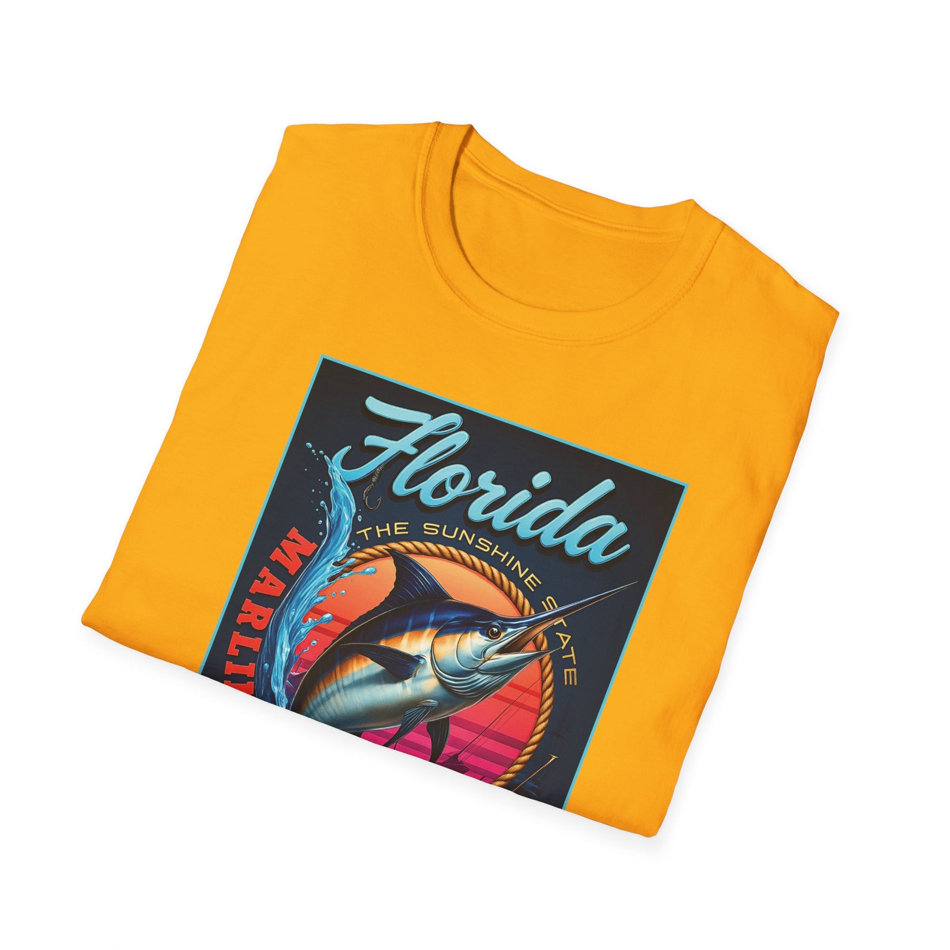 Marlin Graphic Dominion Deep - Unisex Softstyle T-Shirt Florida Marlin Fishing Tee Surfwear | Christian Ocean Apparel, Bold Pursuit Prophetic Vision Divine