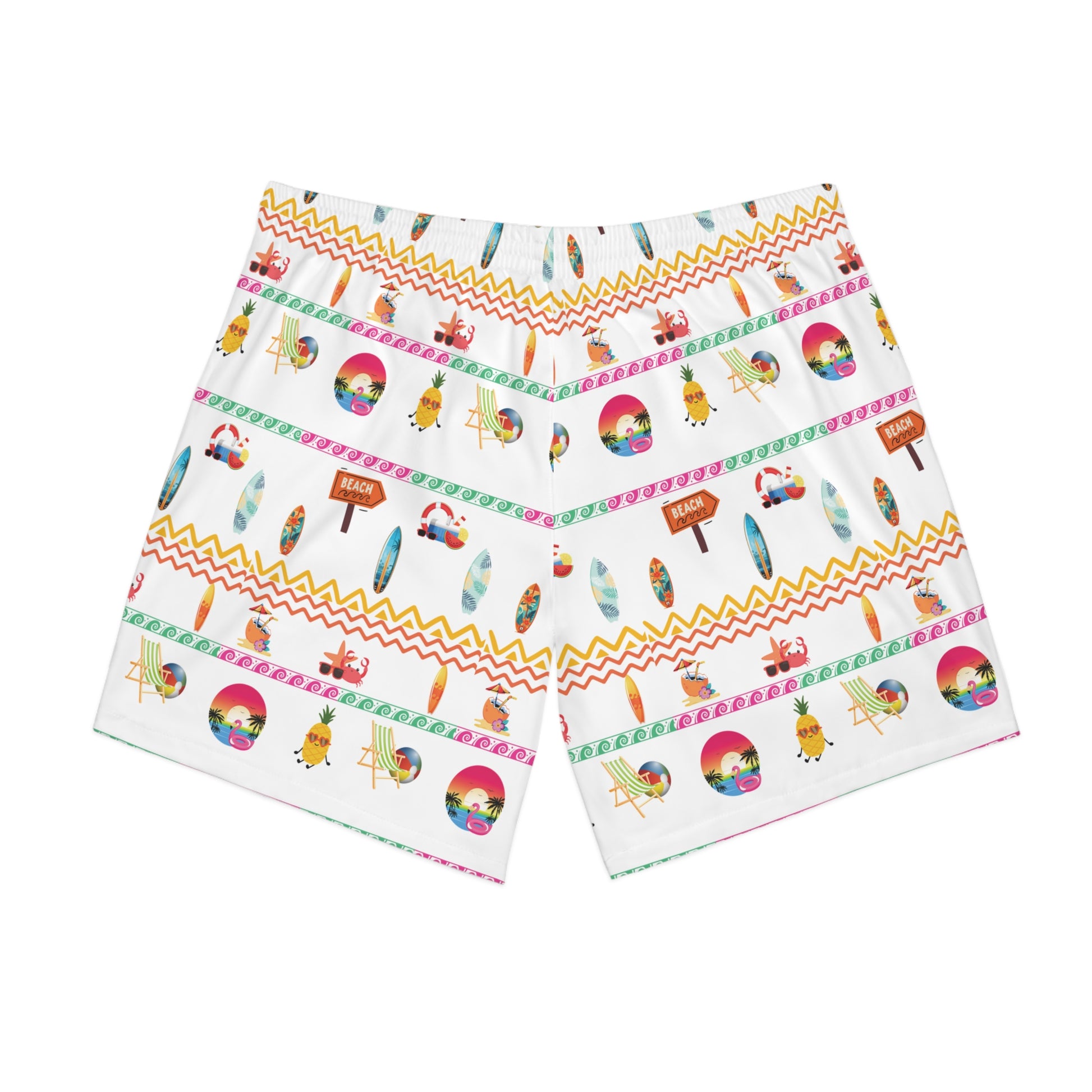 Christian Surf Wear Great Day Colorful Tropical Men's Elastic Beach Shorts, Summer Swimwear, Vacation Essentials, Pool Party Attire, Beach Day Style