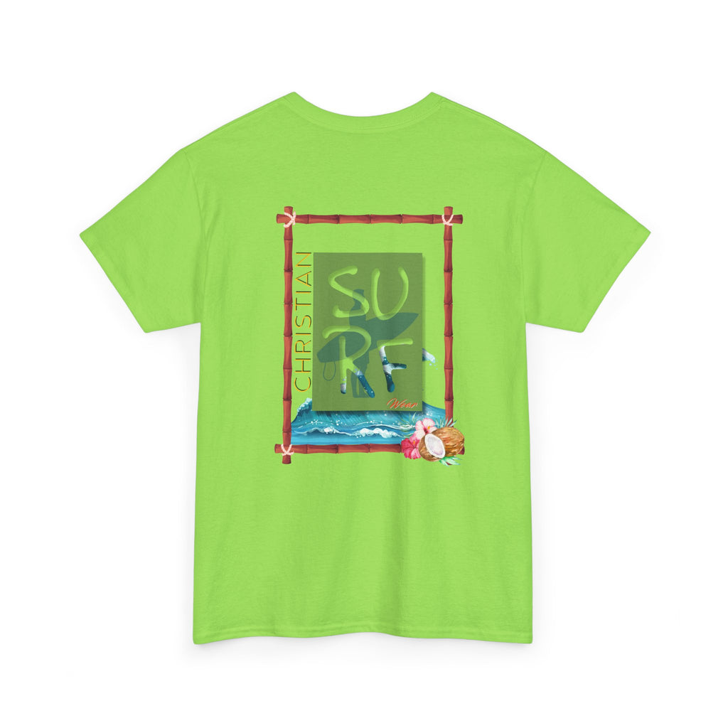Christian Surf Unisex Heavy Cotton Tee, Faith Shirt, Beach Lover Gift, Summer Vibes Tee, Inspirational Graphic Top, Casual Wear