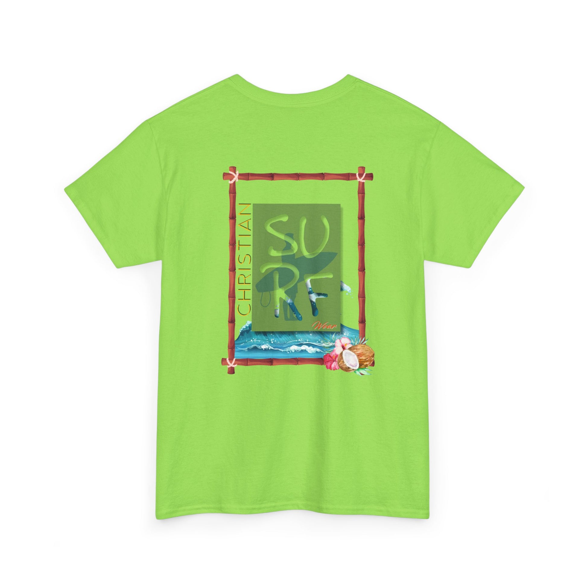 Christian Surf Unisex Heavy Cotton Tee, Faith Shirt, Beach Lover Gift, Summer Vibes Tee, Inspirational Graphic Top, Casual Wear