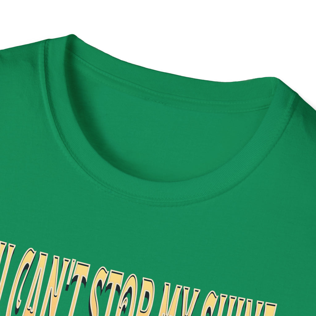 Optimistic Green Kingdom Confidence Graphic Gold Happy Face Emoji Unisex T-Shirt: You Can’t Stop My Shine Tee, With GOD On My Side, Premium Casual-Tee