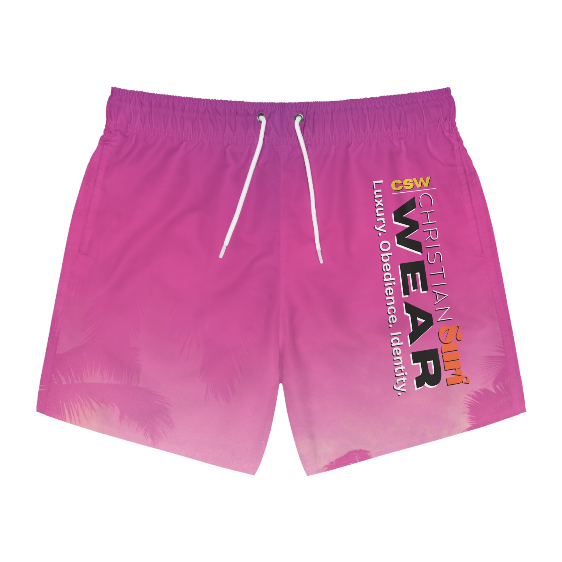 Christian Surf Wear Palm Tree Summer Surge Stylish Christian Swim Trunks, Beachwear, Summer Essentials, Pool Party Shorts, Vibrant Swim Shorts, Luxury Obedience Wear