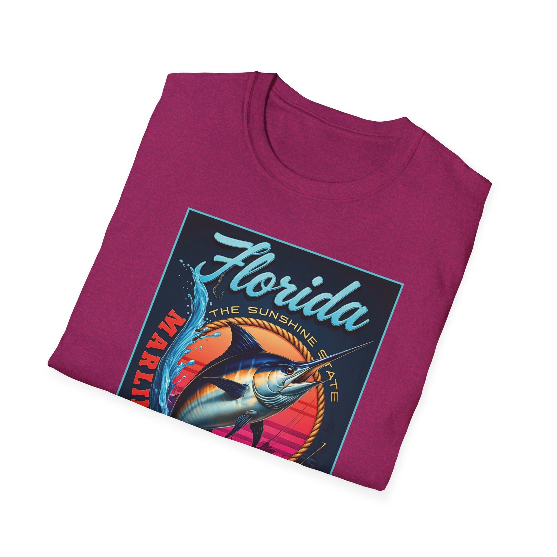 Marlin Graphic Dominion Deep - Unisex Softstyle T-Shirt Florida Marlin Fishing Tee Surfwear | Christian Ocean Apparel, Bold Pursuit Prophetic Vision Divine