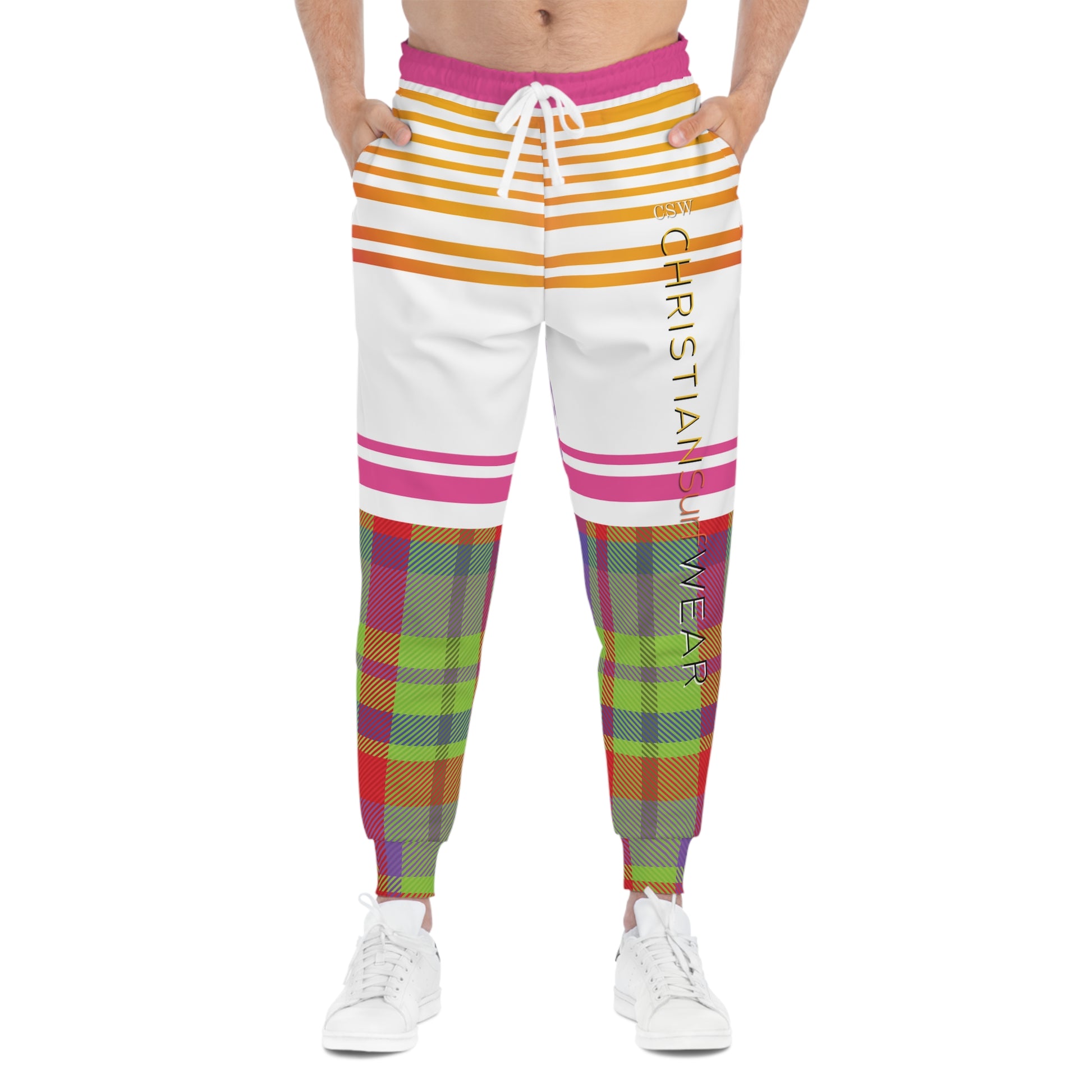 Christian Surf Wear Men's Vintage Colorful Athletic Joggers, Vibrant Loungewear, Fitness Pants, Casual Everyday Joggers, Trendy Sweatpants for Active Lifestyle