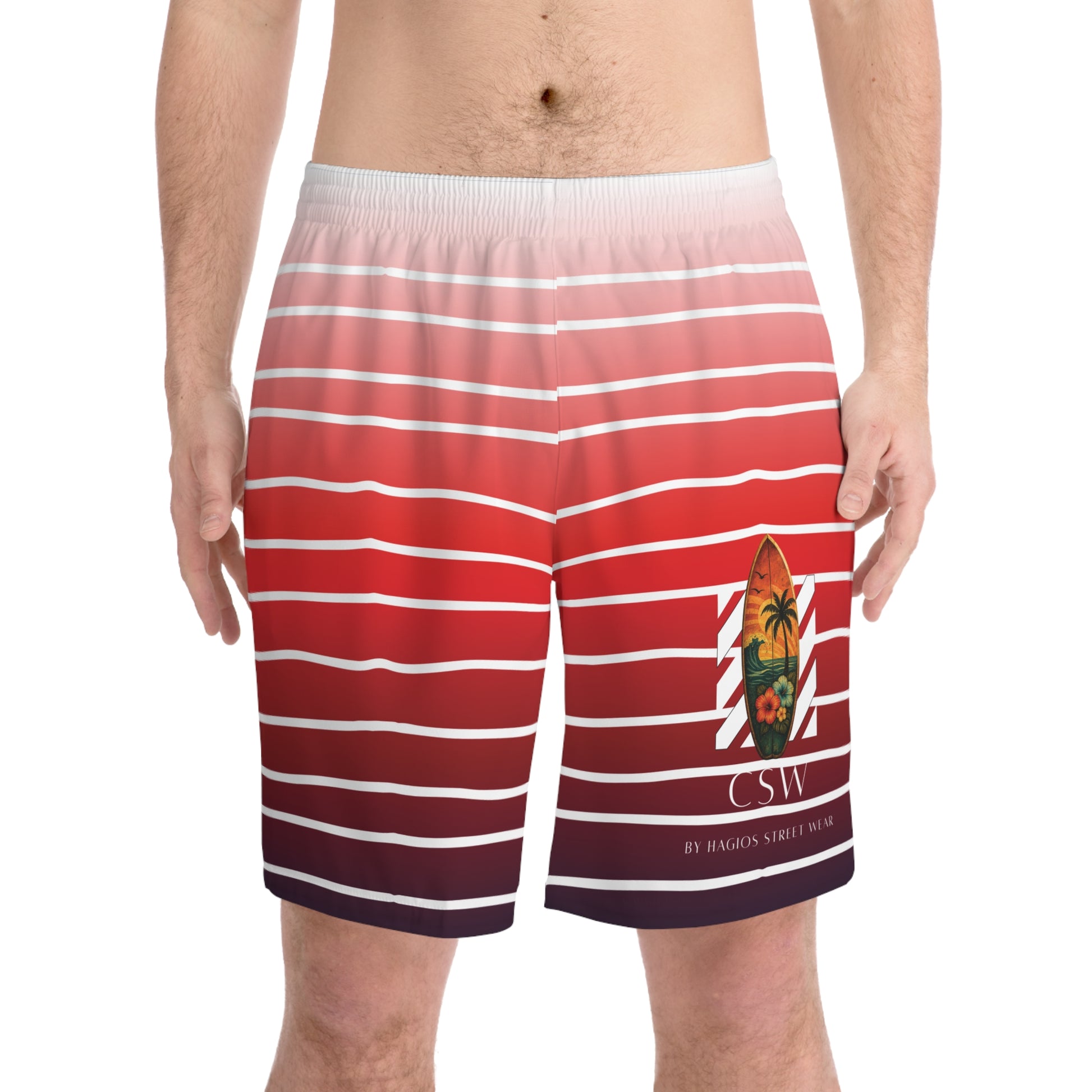 Surf Wear typography sub mark Surfboard Graphic Men's Elastic Beach Shorts, Summer Vibes Swim Trunks, Tropical Poolwear, Relaxed Vacation Shorts, Stylish Board Shorts, Beach Party Attire
