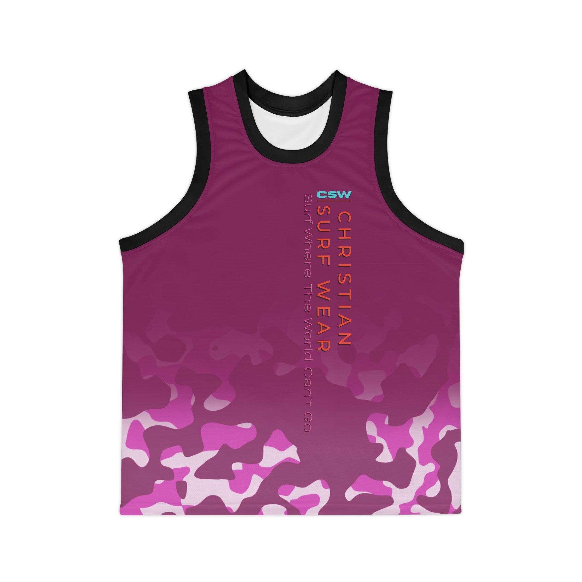 Christian Surf Wear Unisex Basketball Jersey - Vibrant Miami Beach Design, Great for Sports, Summer Wear, Beach Parties, Gifts, Workout Gear